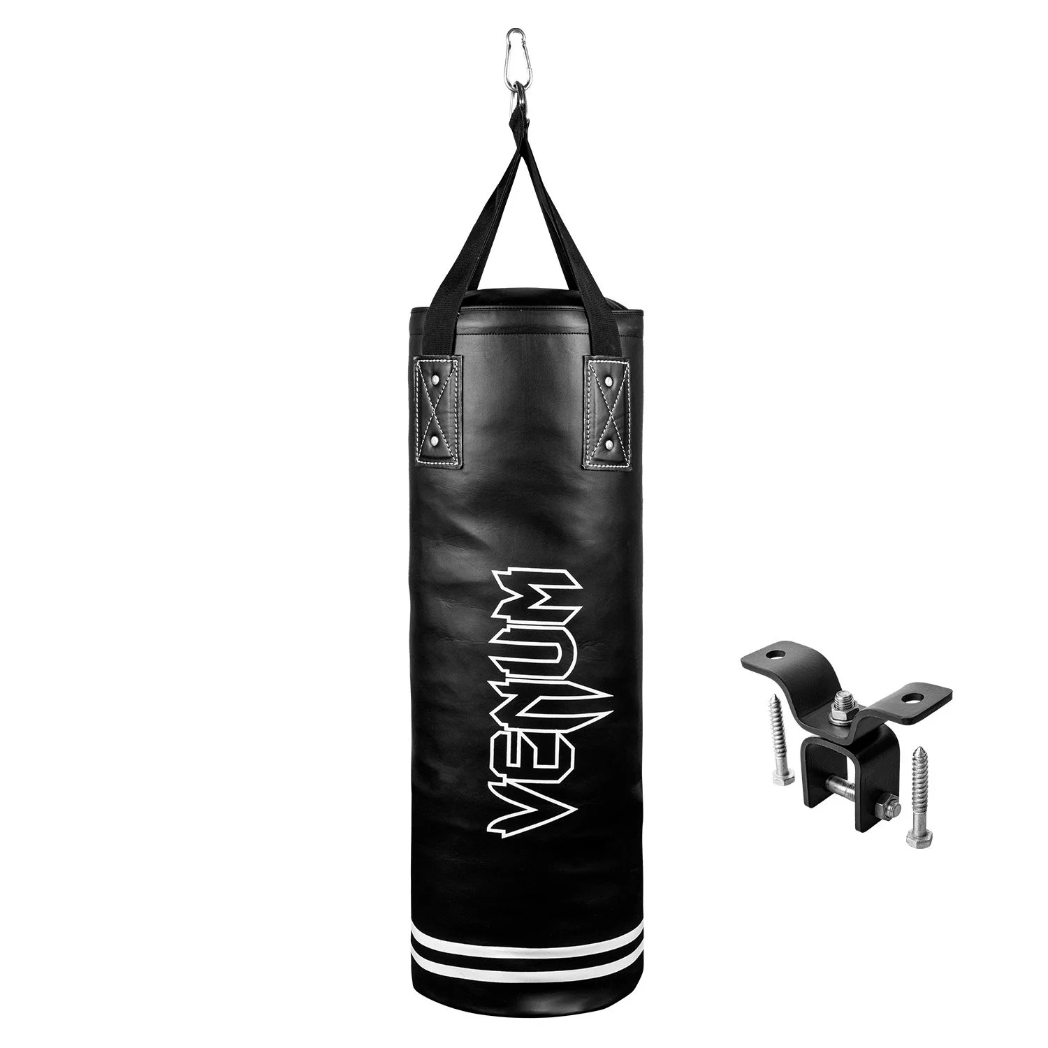 Venum Classic 70 lb Heavy Punching Bag Kit – Boxing & MMA Training – Black/White – 48” Assembled
