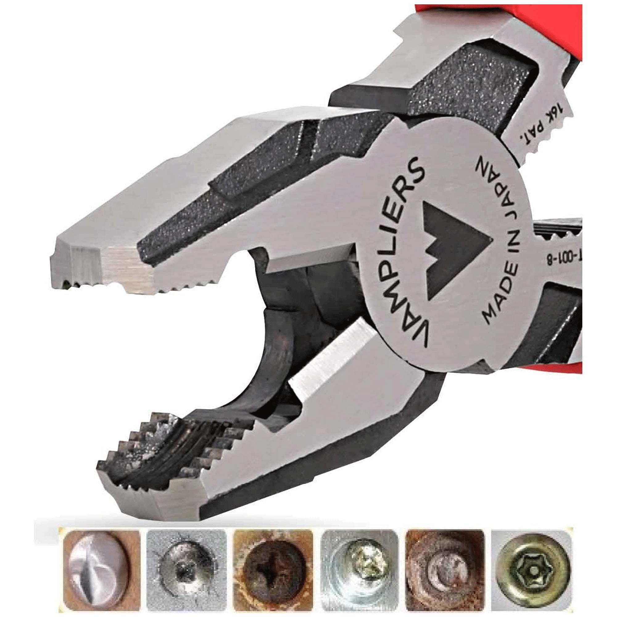 VAMPLIERS VT-001-8. 8" PRO Lineman's Pliers, Screw Extractor Pliers Hand Tools with Wire Cutter, Stripped Screw Extractor, Made in Japan