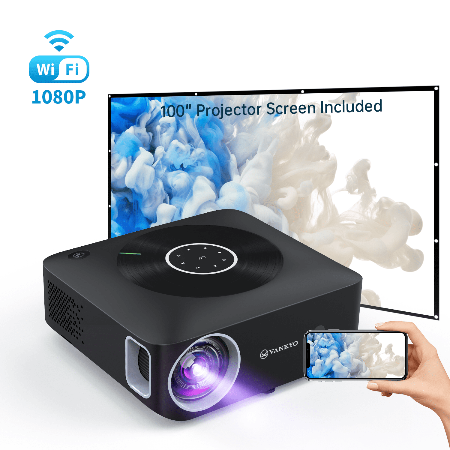 VANKYO Leisure Wifi 1080P Full HD LCD Mini Projector, Black
