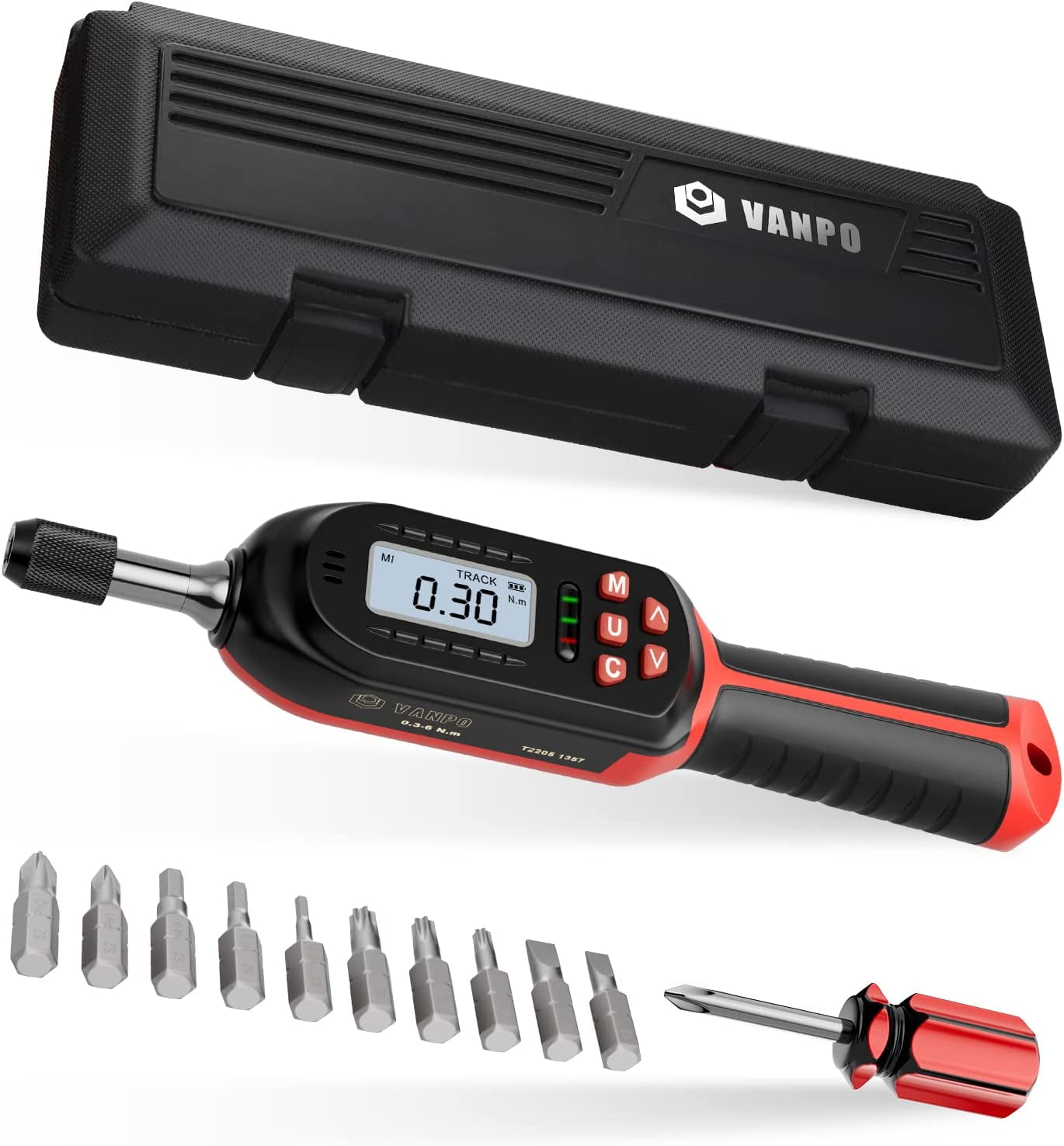 VANPO Digital Torque Screwdriver 2.66-53.1 in-lbs/0.3-6 Nm 1/4-inch Drive Torque Wrench Set