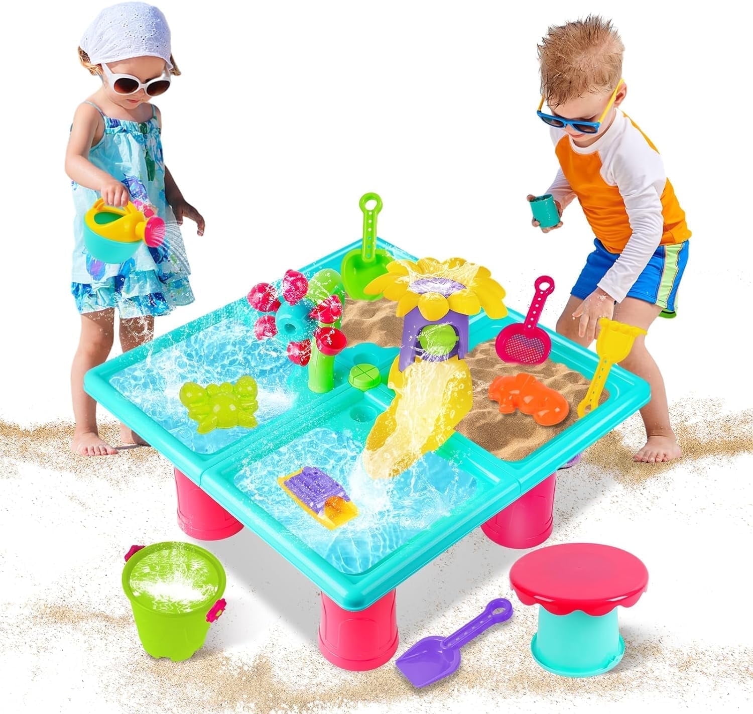 VATOS Water Table for Toddlers Aged 3+, Beach Backyard Garden Outdoor Toy
