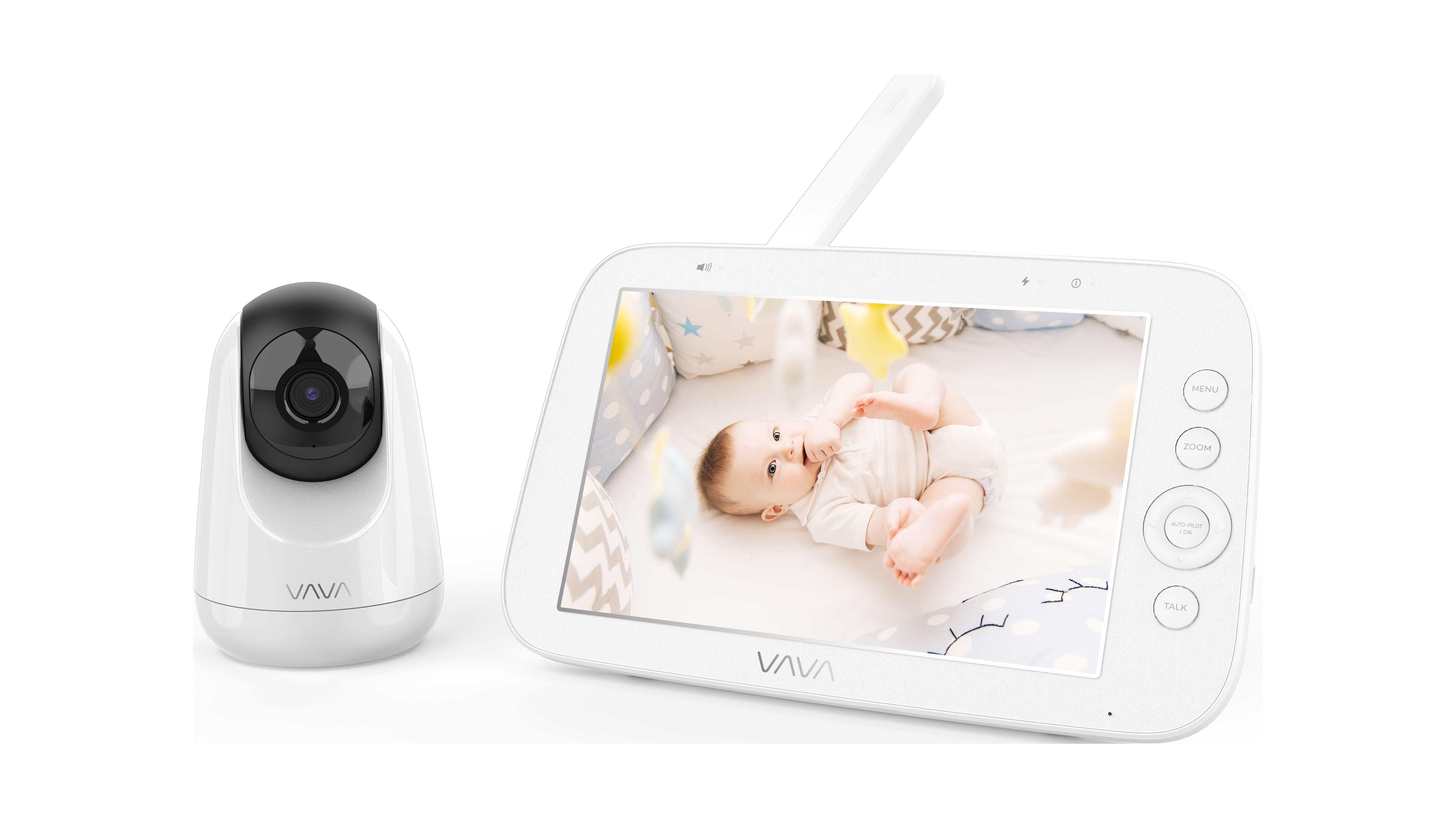 VAVA 8" 1080P HD Video Baby Monitor Split View, Night Vision, Zoom/Pan/Tilt, & 2-Way Audio, White