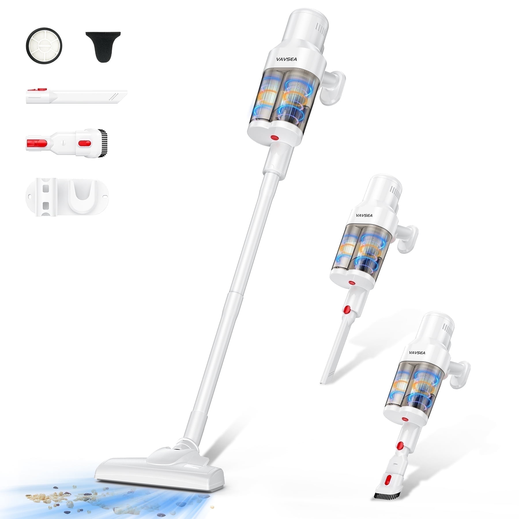 VAVSEA Corded Vacuum Cleaner with 800ML Double Dust Cup, Lightweight 16Kpa 600W Powerful Suction Stick Vacuum for Home, Pet Hair, Carpets and Hard Floors, White, New