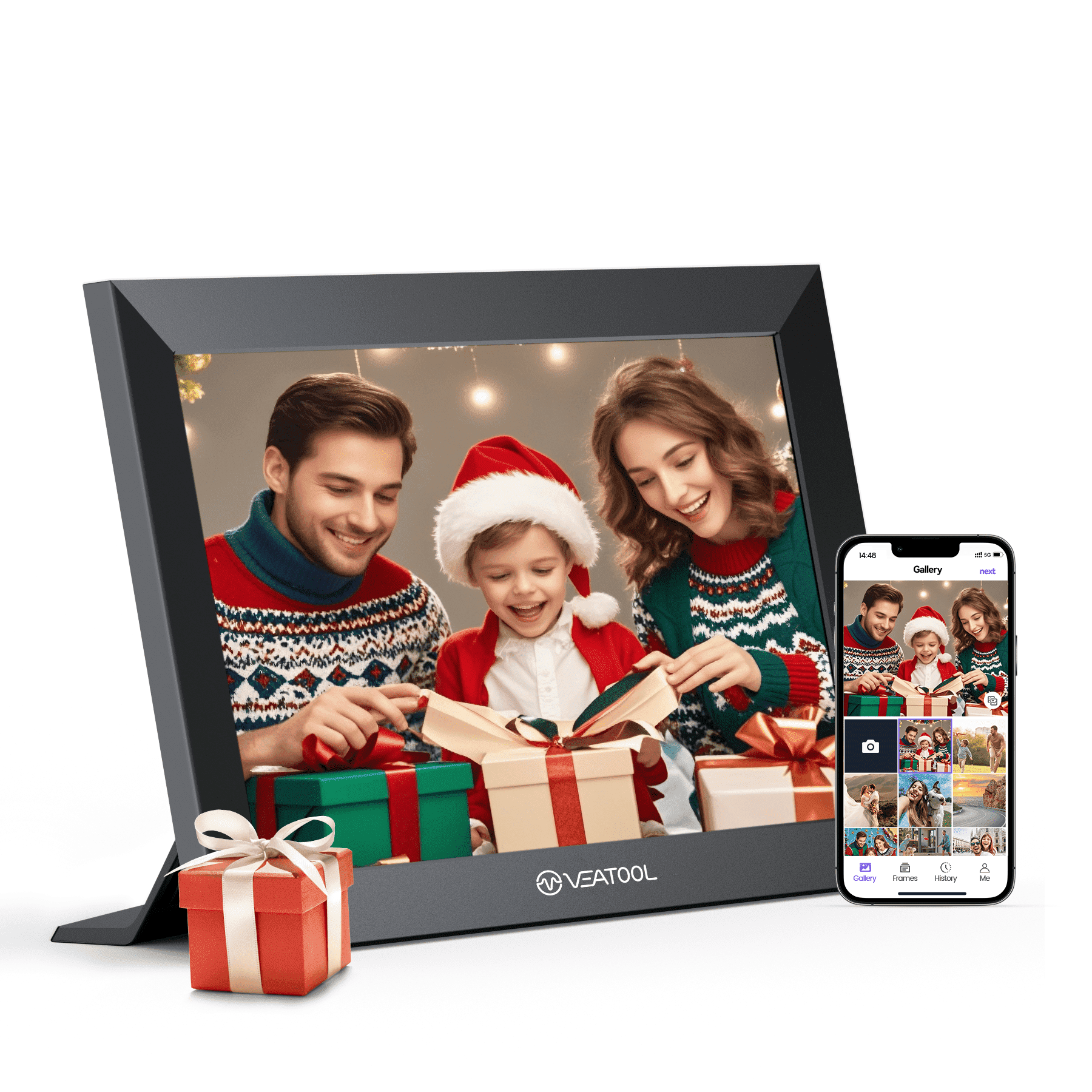 VEAT00L WiFi Digital Picture Frame 10.1 Inch,1280*800 IPS Touch Screen Digital Photo Frame with 32GB Memory, Auto-Rotate, Wall Mountable, Instantly Send Photos or Videos from Anywhere via Uhale App