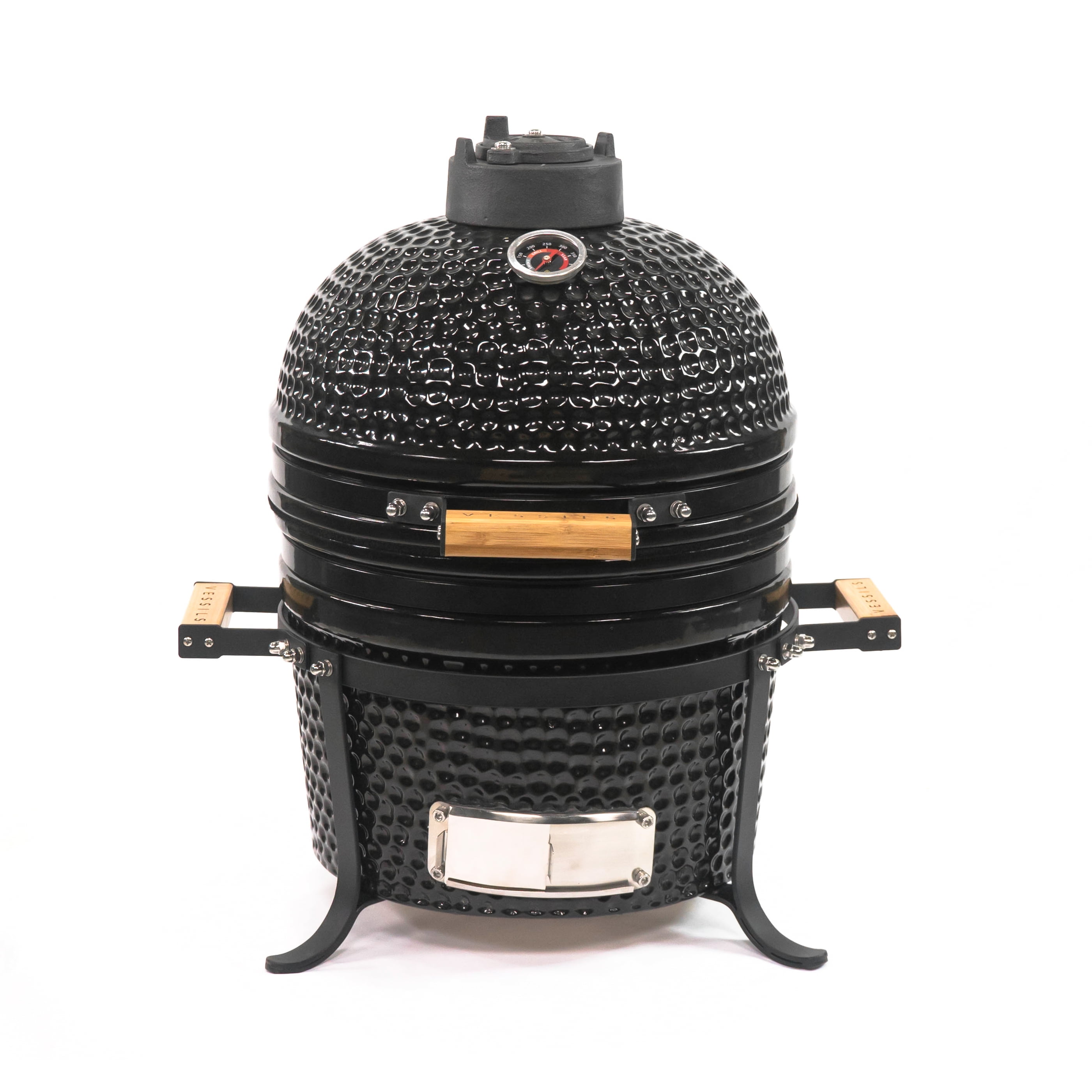 VESSILS Ceramic Charcoal Kamado Grill - Tabletop 5-in-1 Charcoal BBQ Smoker - 12.6" Stainless Steel Grid - Egg Shaped Ceramic Outdoor Heavy Duty Char Broil Barbecue Grill for Smoking, Grilling, Baking