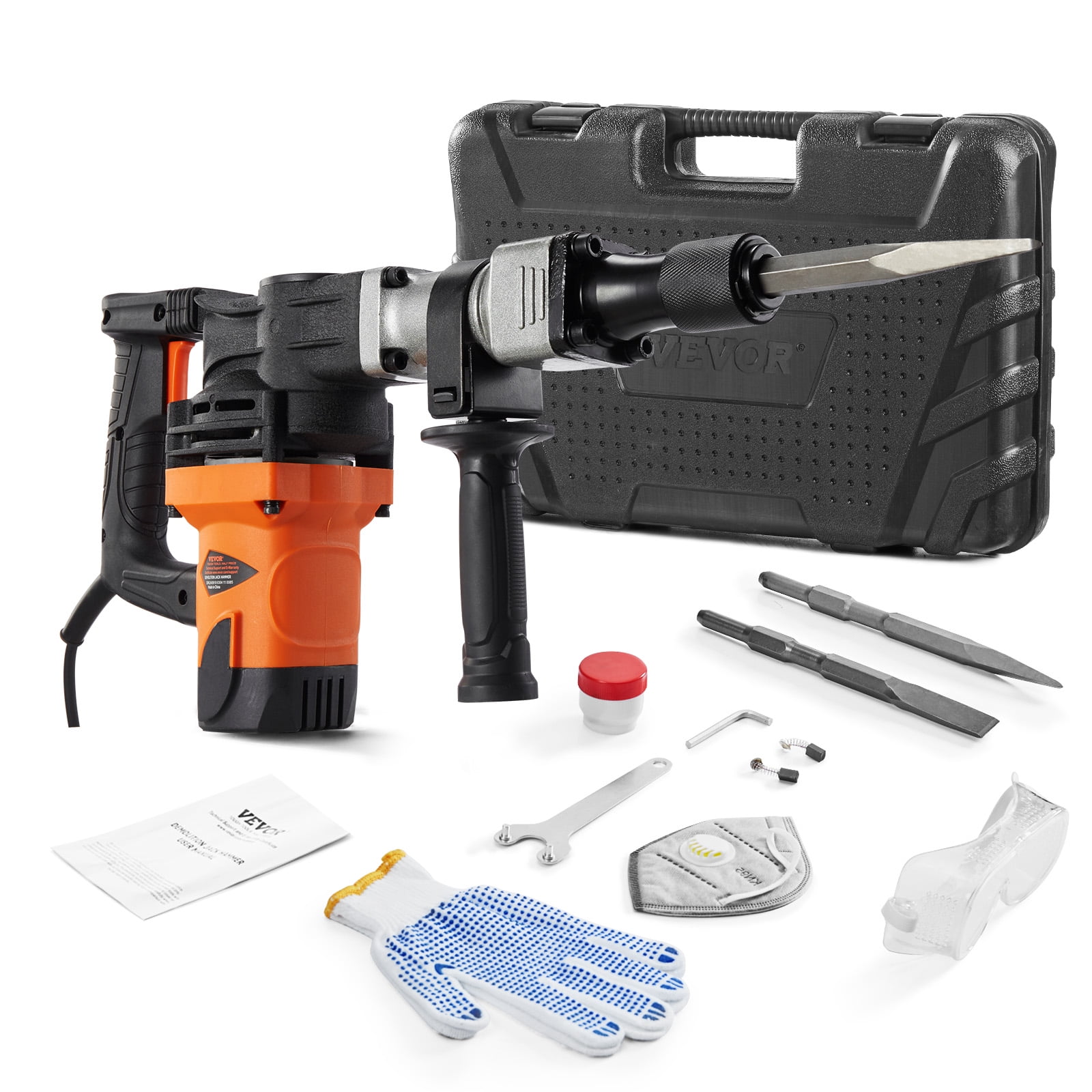 BENTISM Demolition Jack Hammer Concrete Breaker 1400W Electric Hammer 2 Chisel Bit