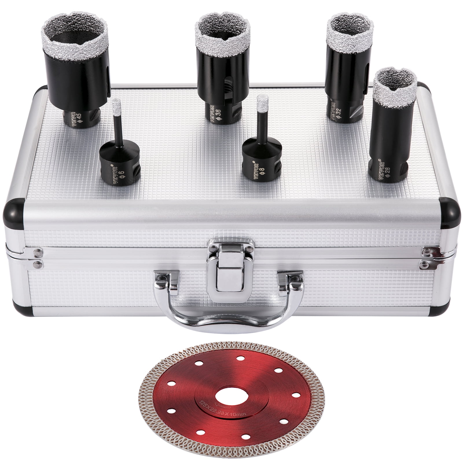 VEVOR Diamond Drill Bits 6PCS Diamond Hole Saw 6/8/28/32/38/45mm Tile Hole Saw Kit Vacuum Brazed Diamond Drill Bit 0.59in Segment Tile Hole Saw w Storage Case for Tile Ceramic Porcelain Marble Stone