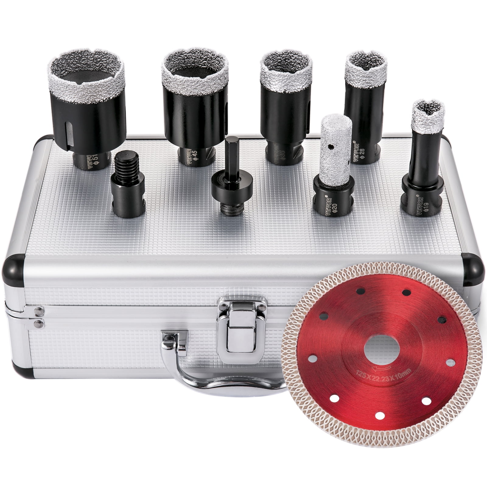 VEVOR Diamond Drill Bits 8PCS Diamond Hole Saw 3/4"-2"Tile Hole Saw Kit Brazed Diamond Drill Bit 0.59in Segment Tile Hole Saw w Finger Bit Storage Case for Tile Ceramic Porcelain Marble Hard Materials