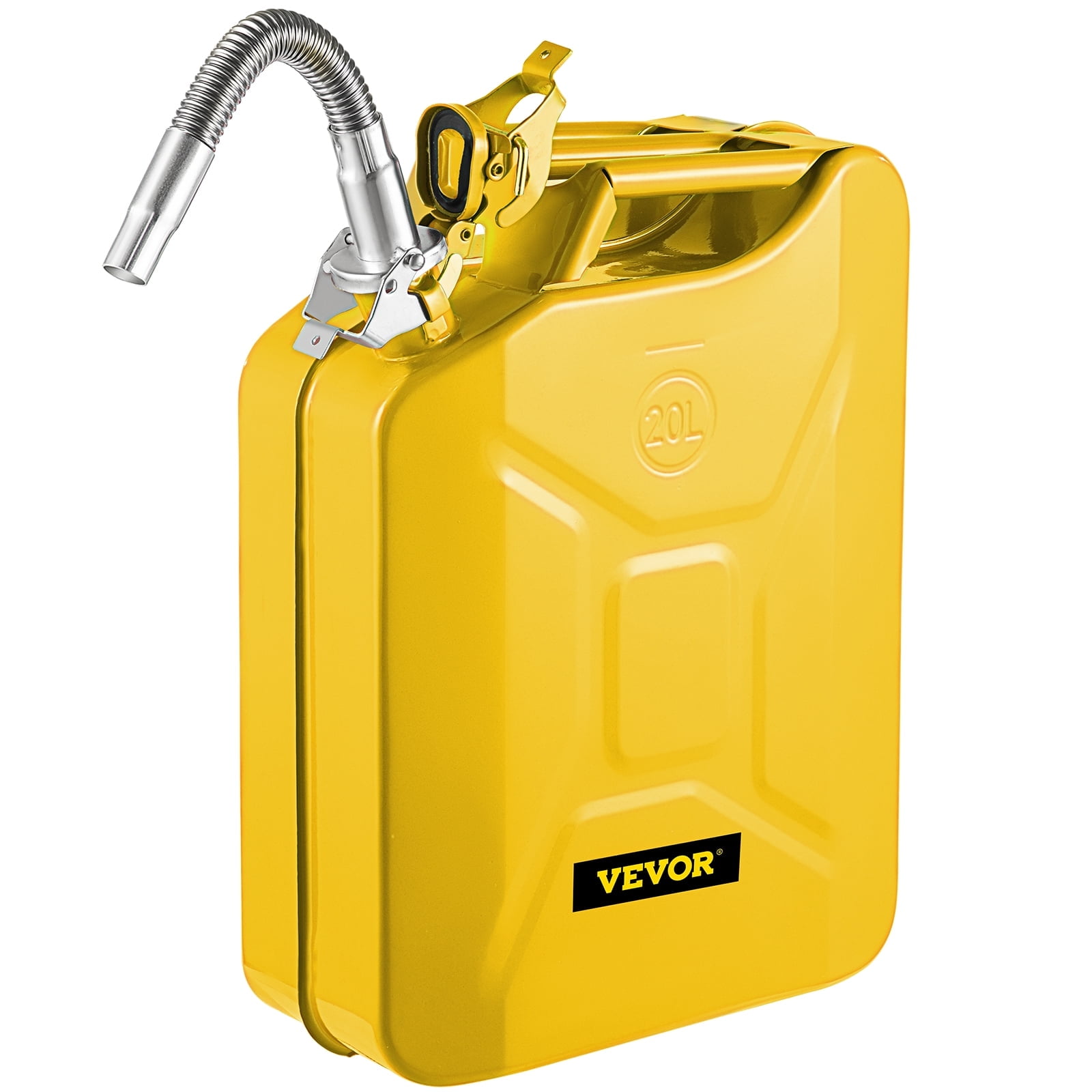 VEVOR Jerry Fuel Can, 5.3 Gallon / 20 L Portable Jerry Gas Can with Flexible Spout System, Rustproof ＆ Heat-resistant Steel Fuel Tank for Cars Trucks Equipment, Yellow