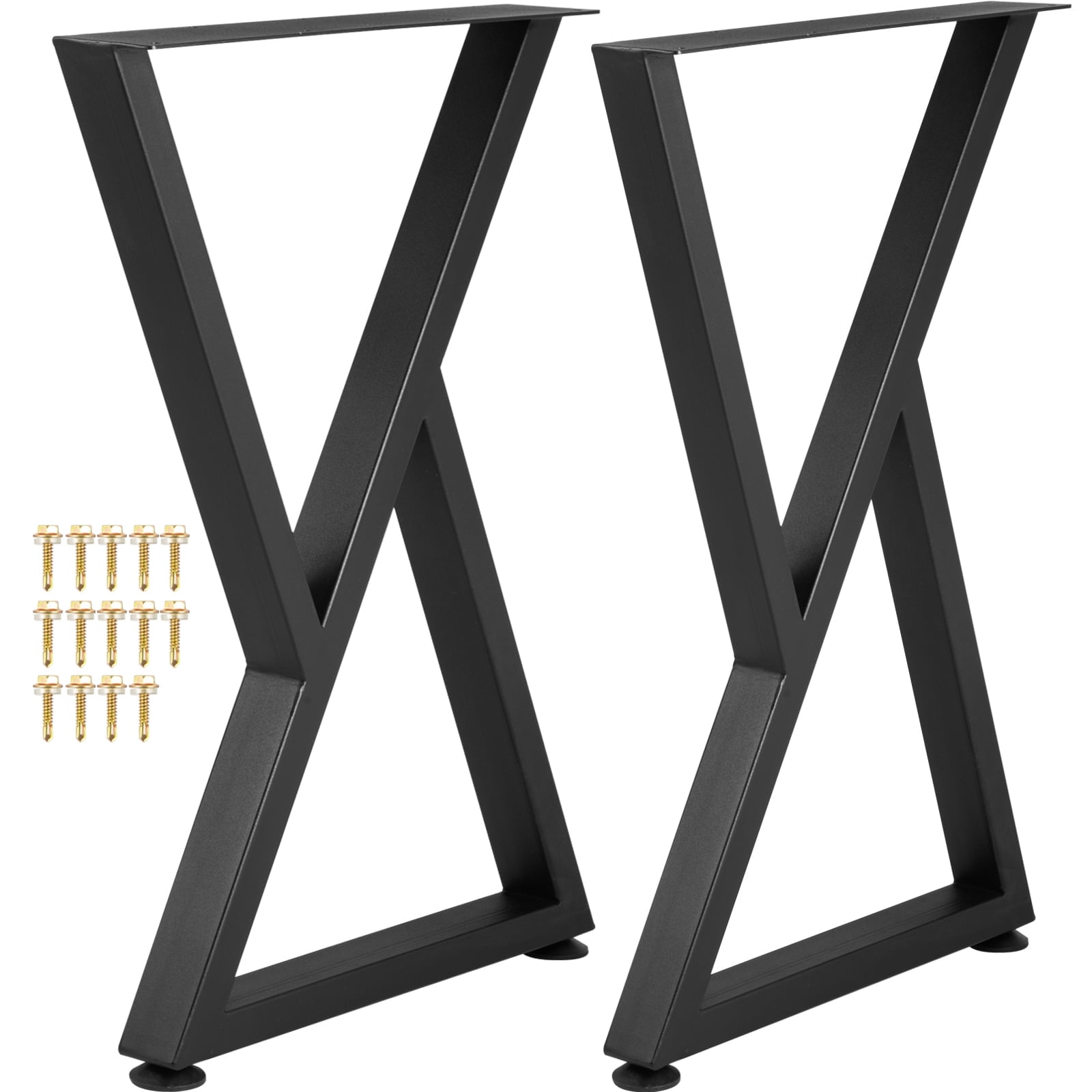 VEVOR 28x18 inch Z Shape Metal Table Legs, Set of 2, Heavy Duty Desk/Bench Legs, Wrought Iron Furniture Bases