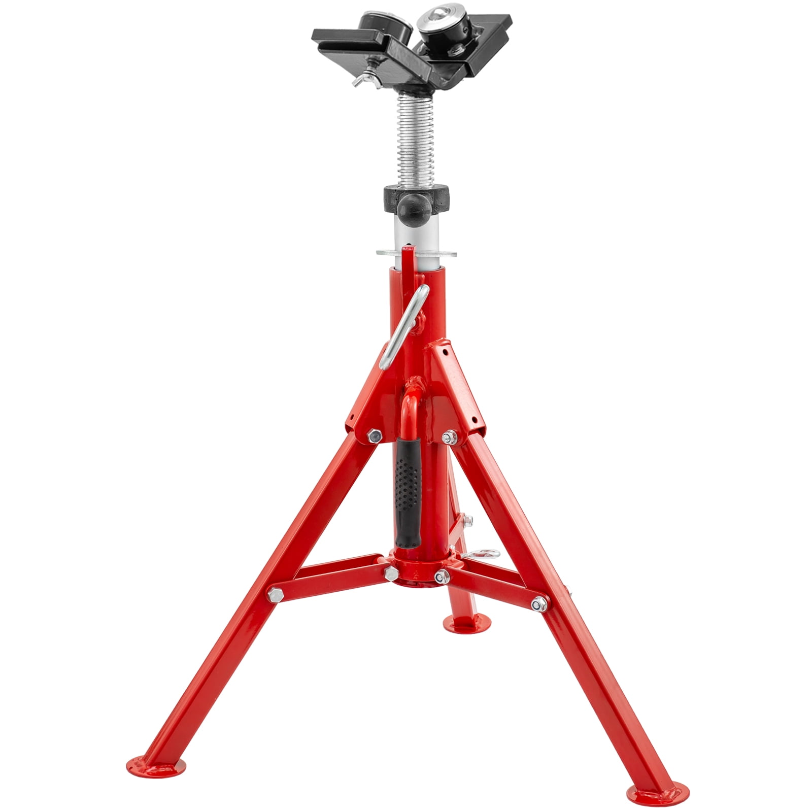 VEVOR Pipe Jack Stand with 2-Ball Transfer V-Head and Folding Legs 4500lbs Welding Pipe Stand Adjustable Height 20-37IN 1107C-type Pipe Jacks for Welding