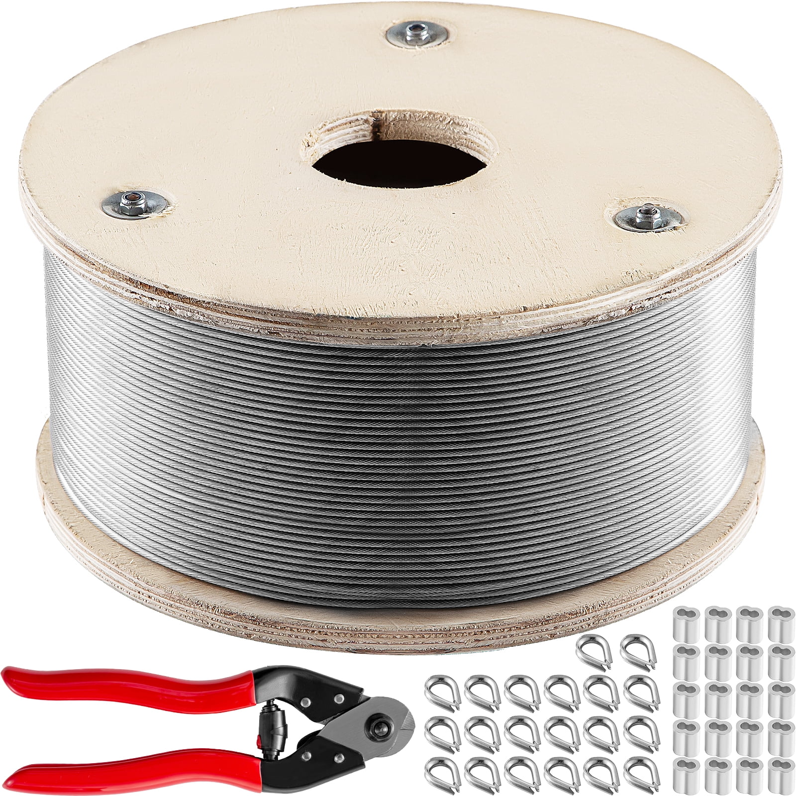 VEVOR 1/8" x 500ft Stainless Steel Wire Rope Cable,1x19 Steel Wire Rope 316 Marine Grade