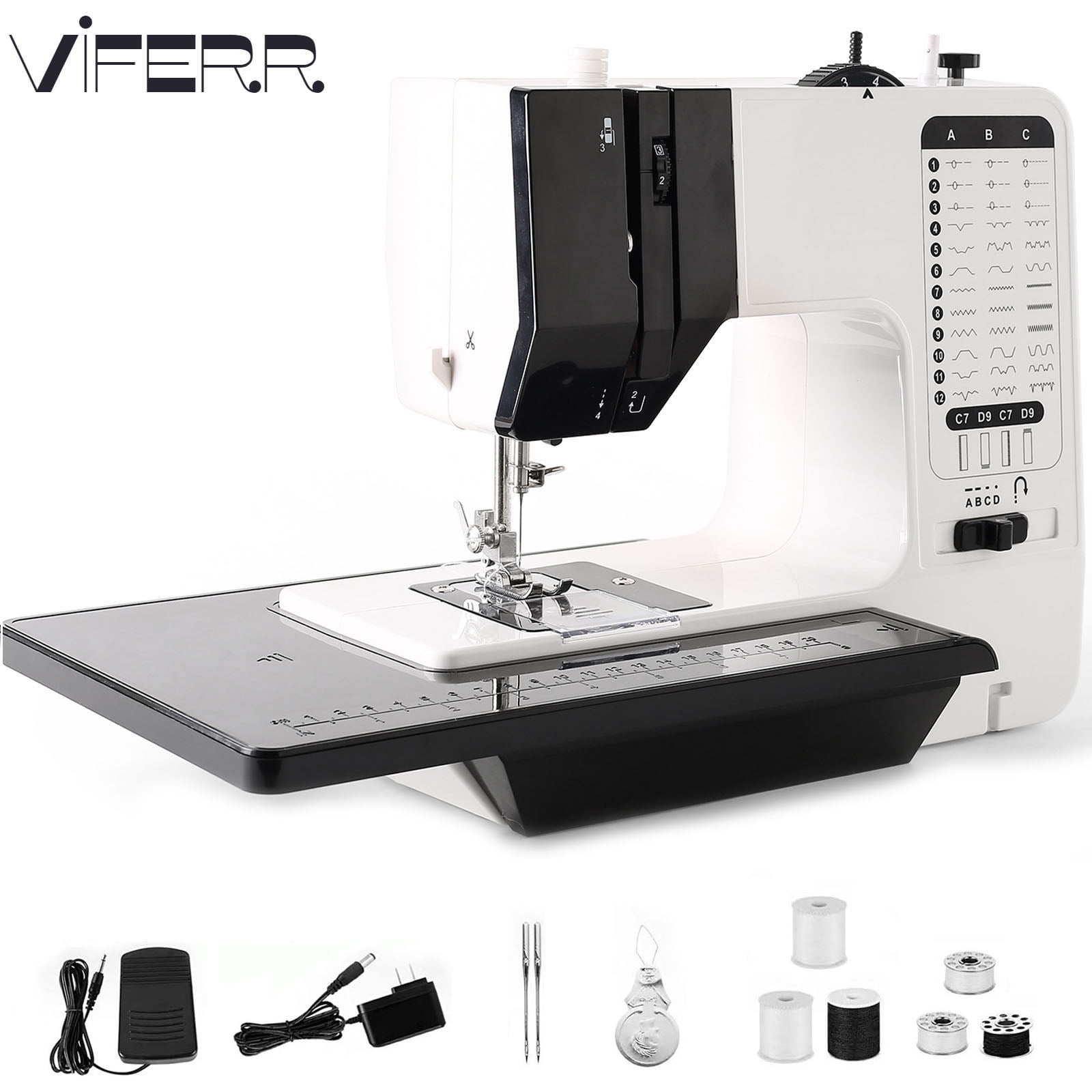 VIFERR Sewing Machine Portable Sewing Machine 38 Stitches Extension Table Pedal Accessory for Beginners