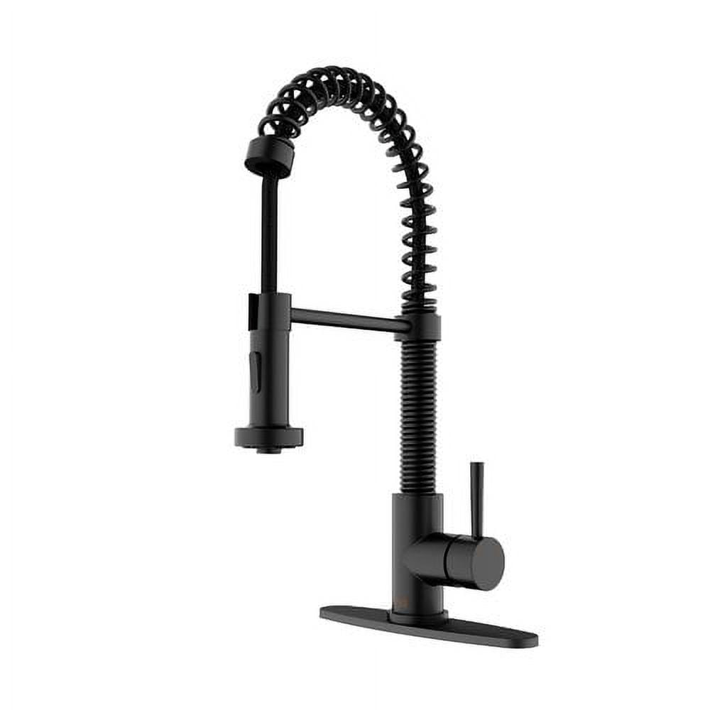 VIGO Edison Single Handle Pull-Down Sprayer Kitchen Faucet Set with Deck Plate in Matte Black
