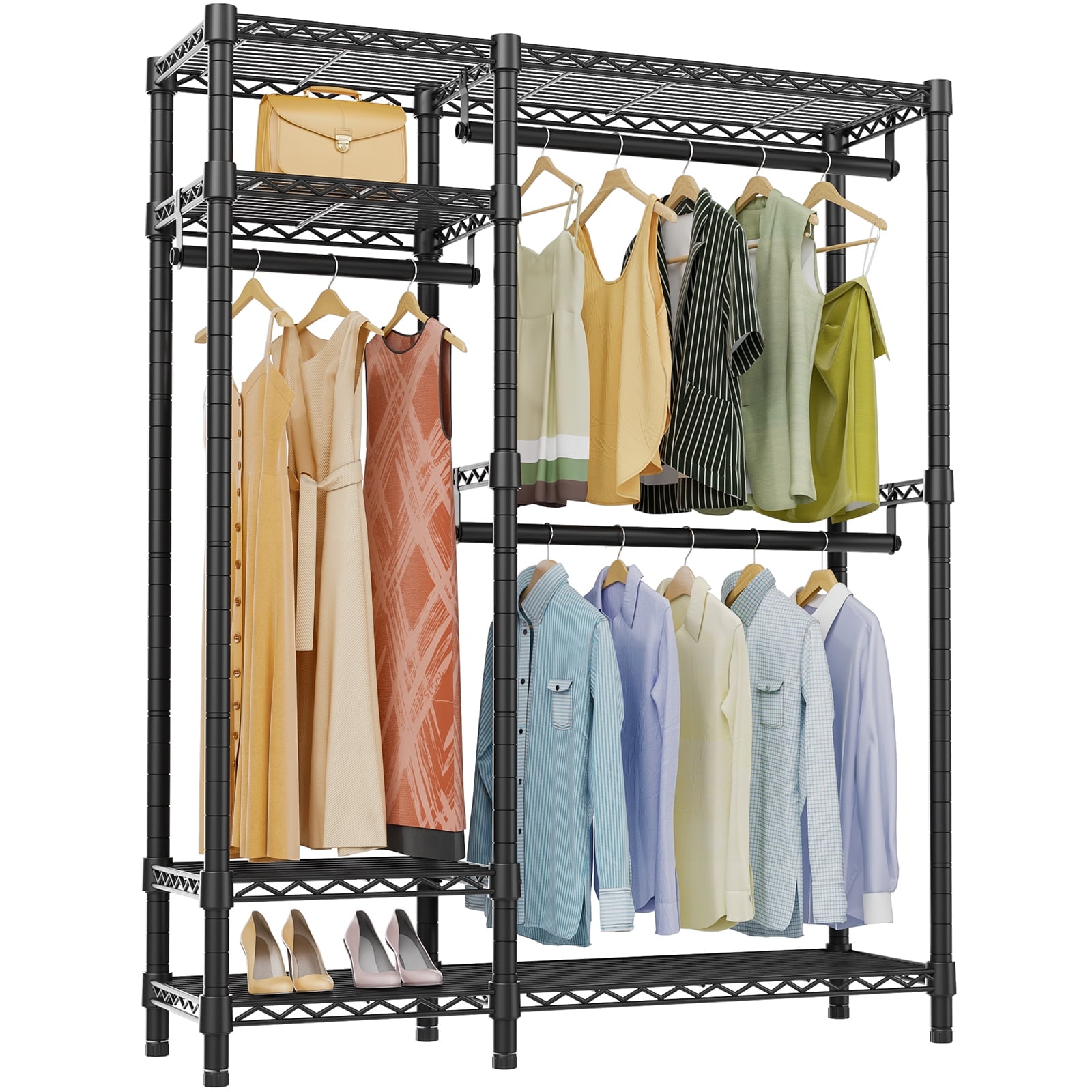 VIPEK Garment Rack Commercial Grade Rack, 4 Tiers Adjustable Wire Shelving Clothing Racks Black