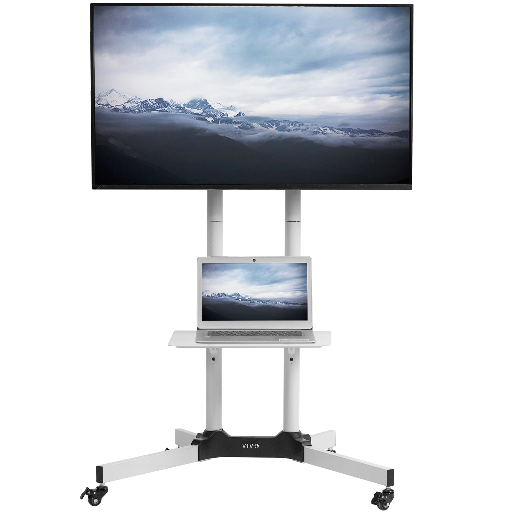 VIVO White Mobile TV Cart for 32" to 83" LCD LED Plasma Flat Panel Stand