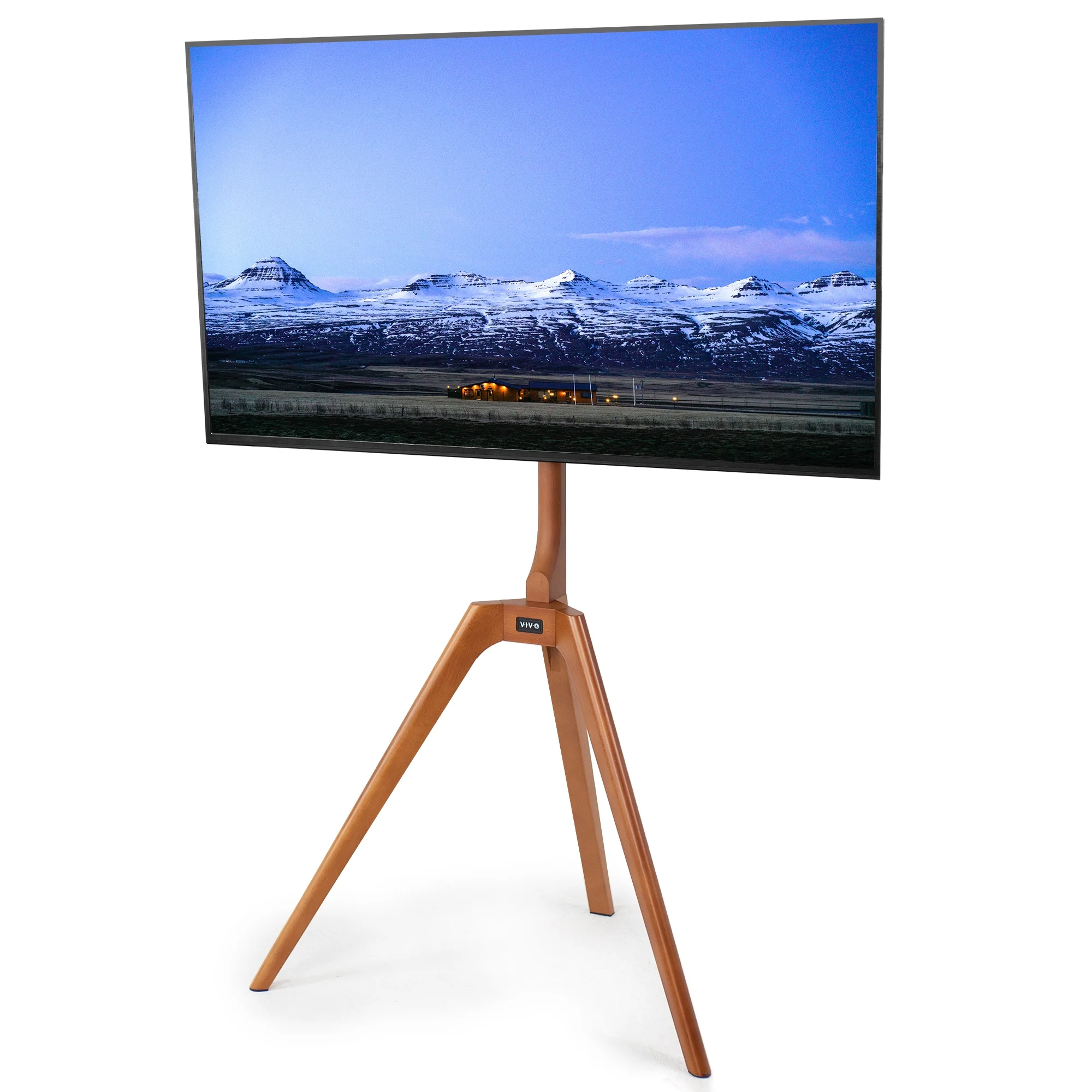 VIVO Artistic Solid Wood 45" to 65" TV Studio Tripod Floor Stand