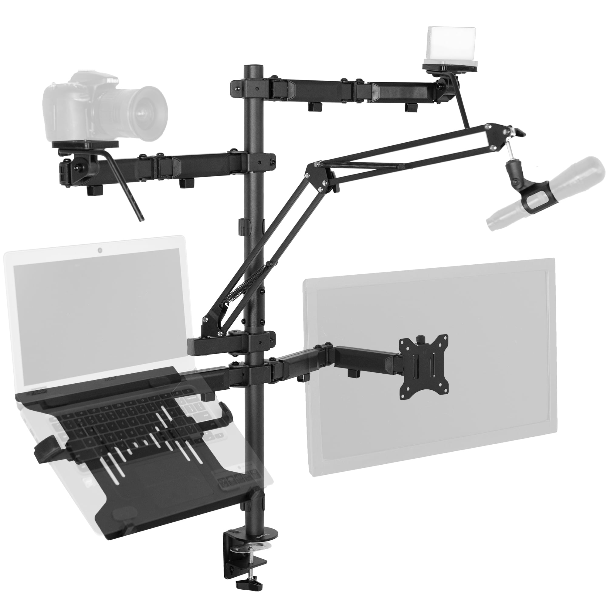 VIVO Black All-In-One Livestream Desk Mount, 17" to 32" Monitor, Laptop, Camera