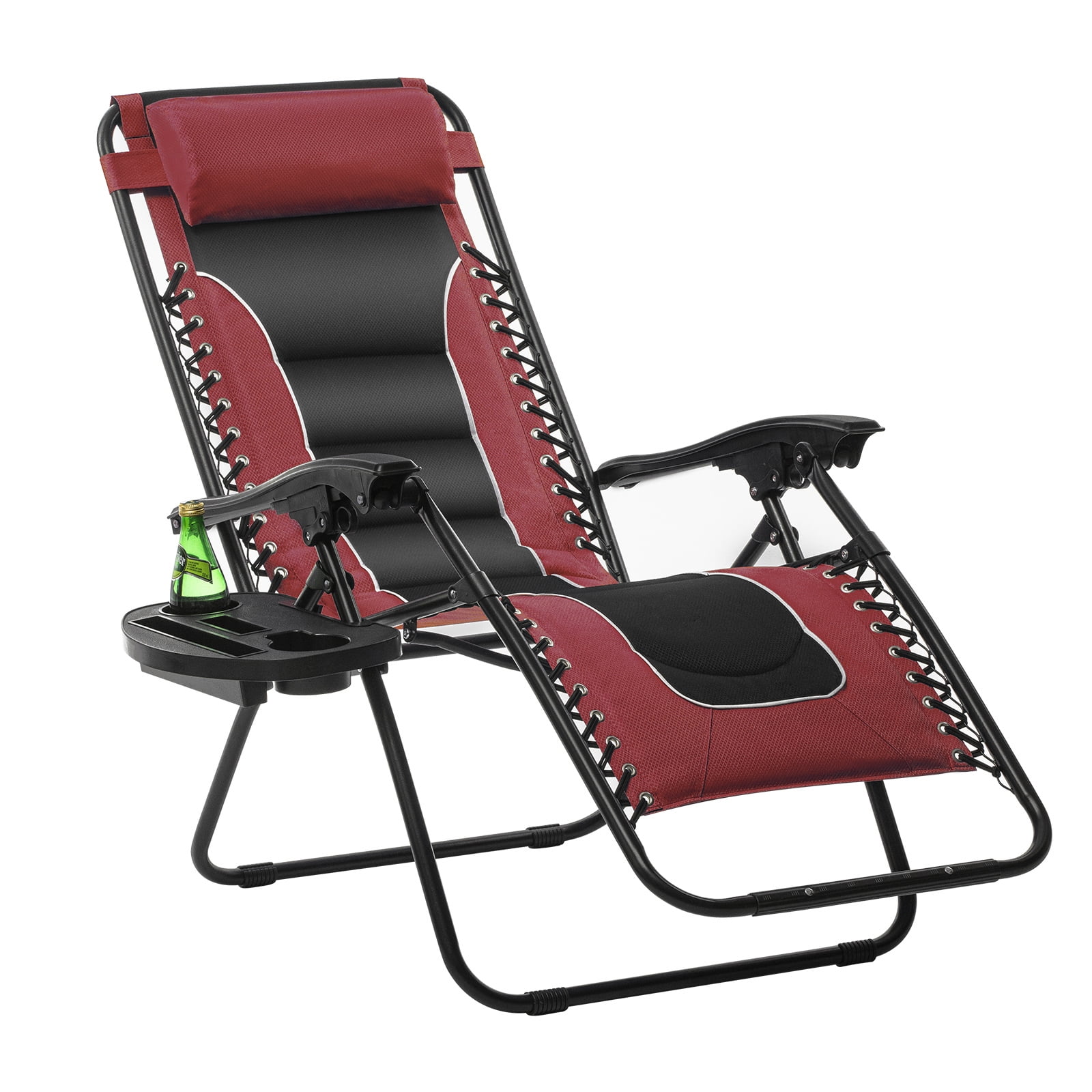 VOYSIGN Zero Gravity Chair with Cushion and Side Table, Red