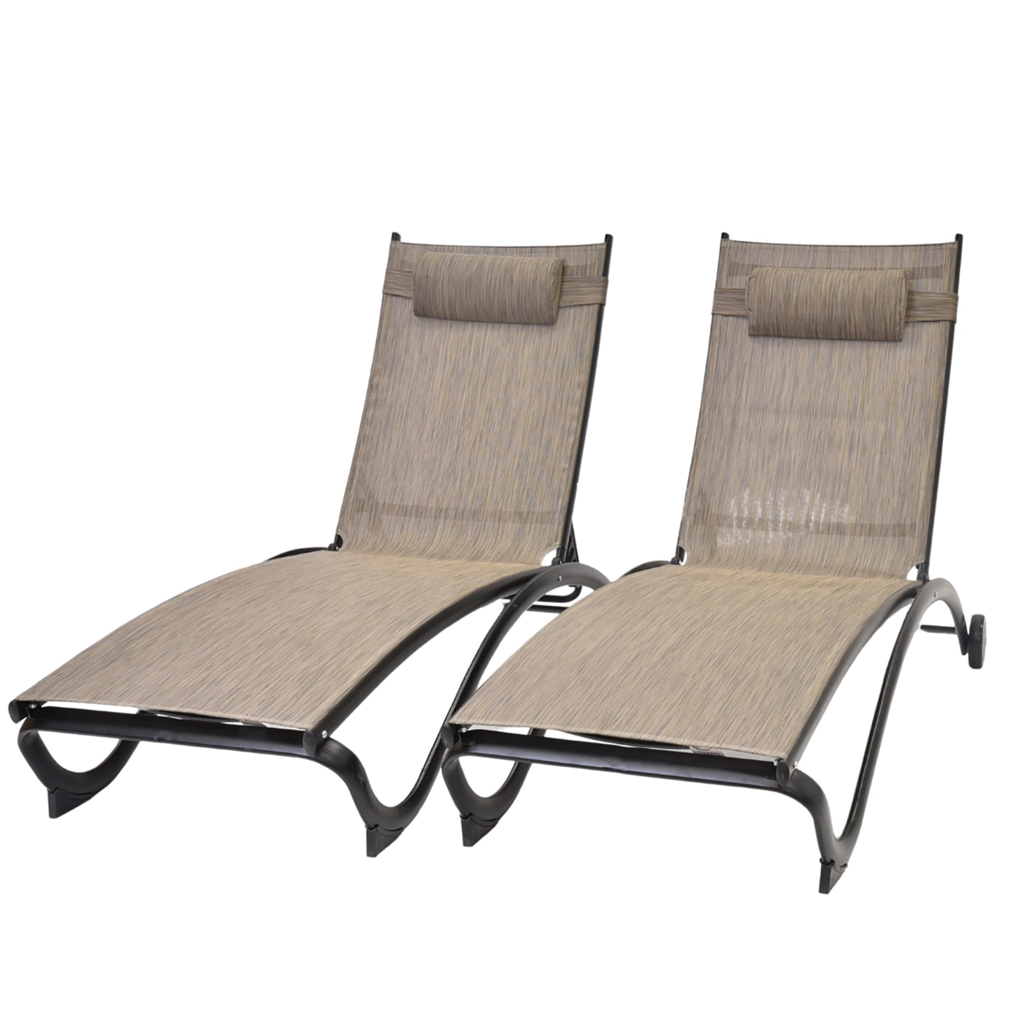 Vivere Aluminum Glendale Lounger Set Made with Premium Phifertex Outdoor Fabric ( 330 lb Capacity) Granite