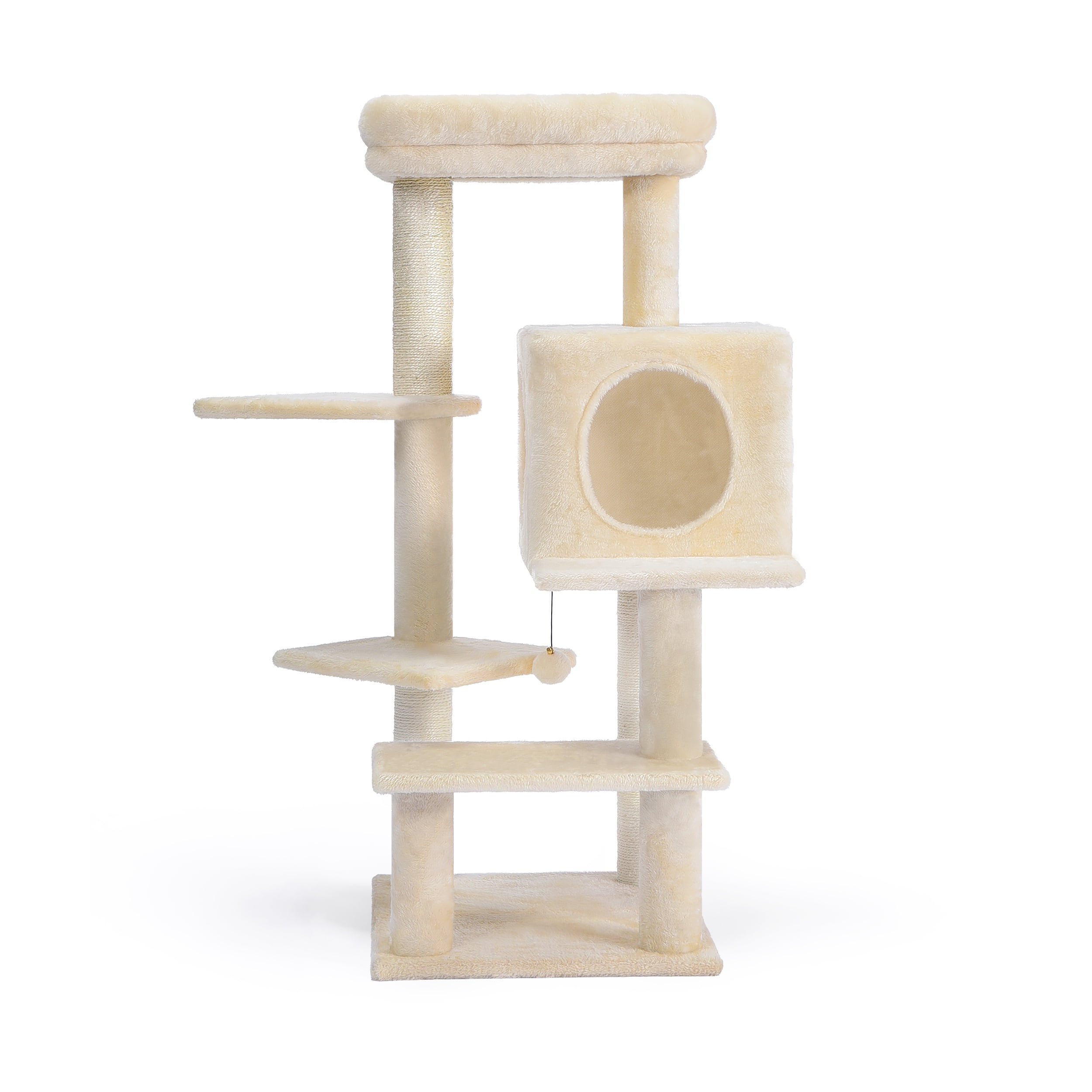 Vibrant Life 40inch Multi-Level Cat Tree Tower with Scratching Post and Cozy Condo, Cream