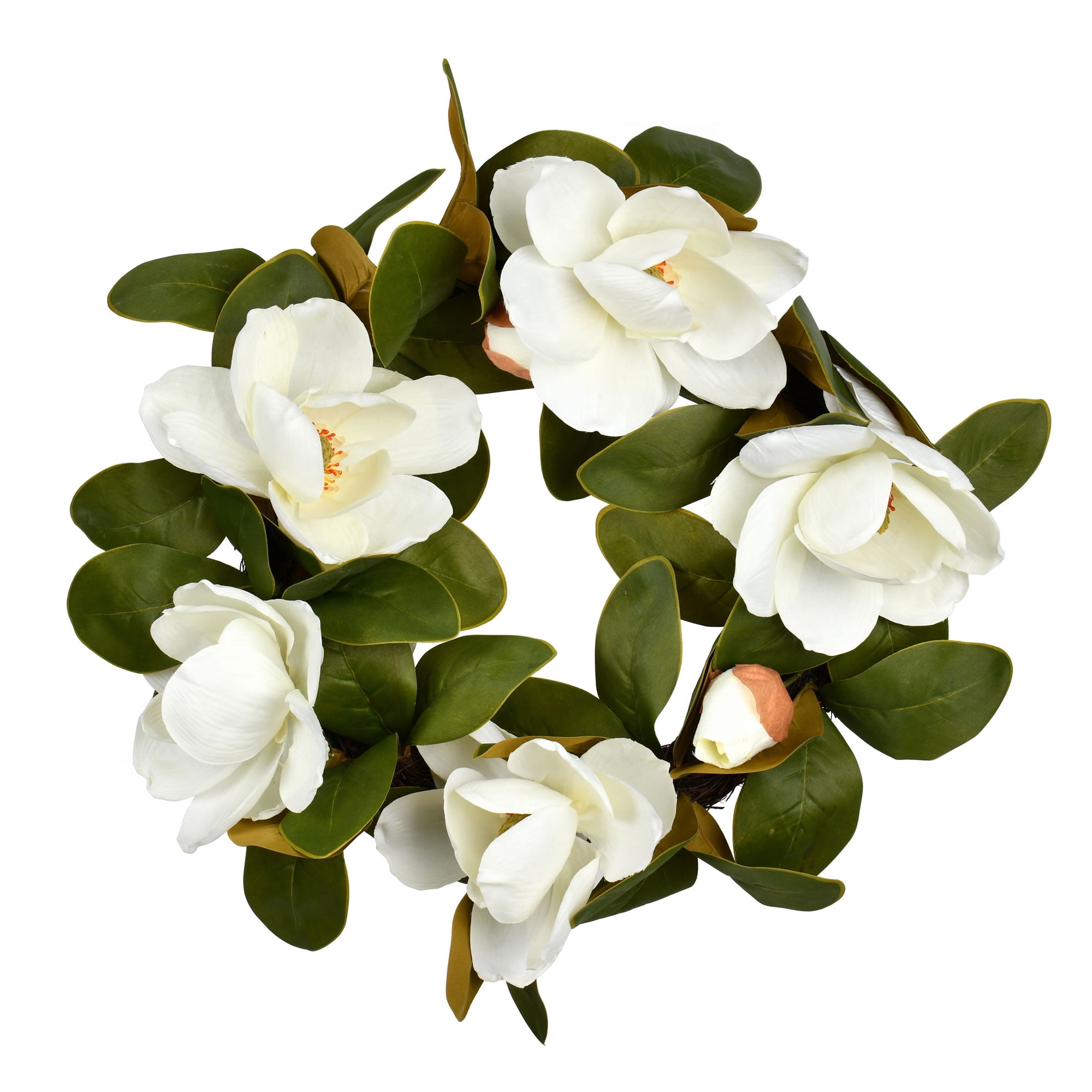 Vickerman Everyday 22" Indoor Artificial White Magnolia Wreath - Decorative wreath made of durable polyester - For home or office - Maintenance Free