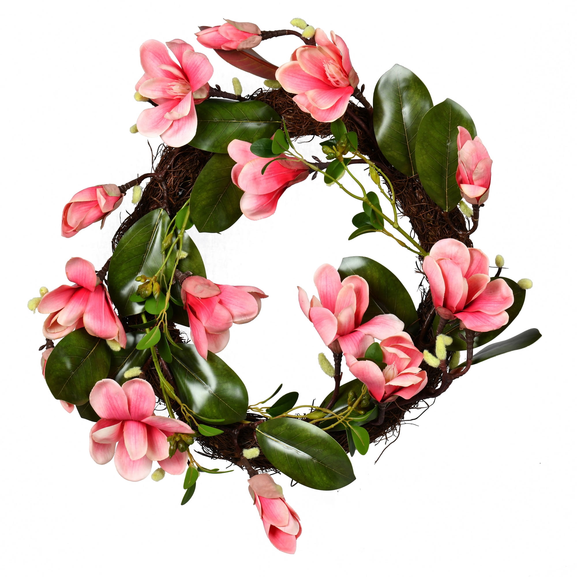 Vickerman 22" Artificial Dark Pink Magnolia Wreath.