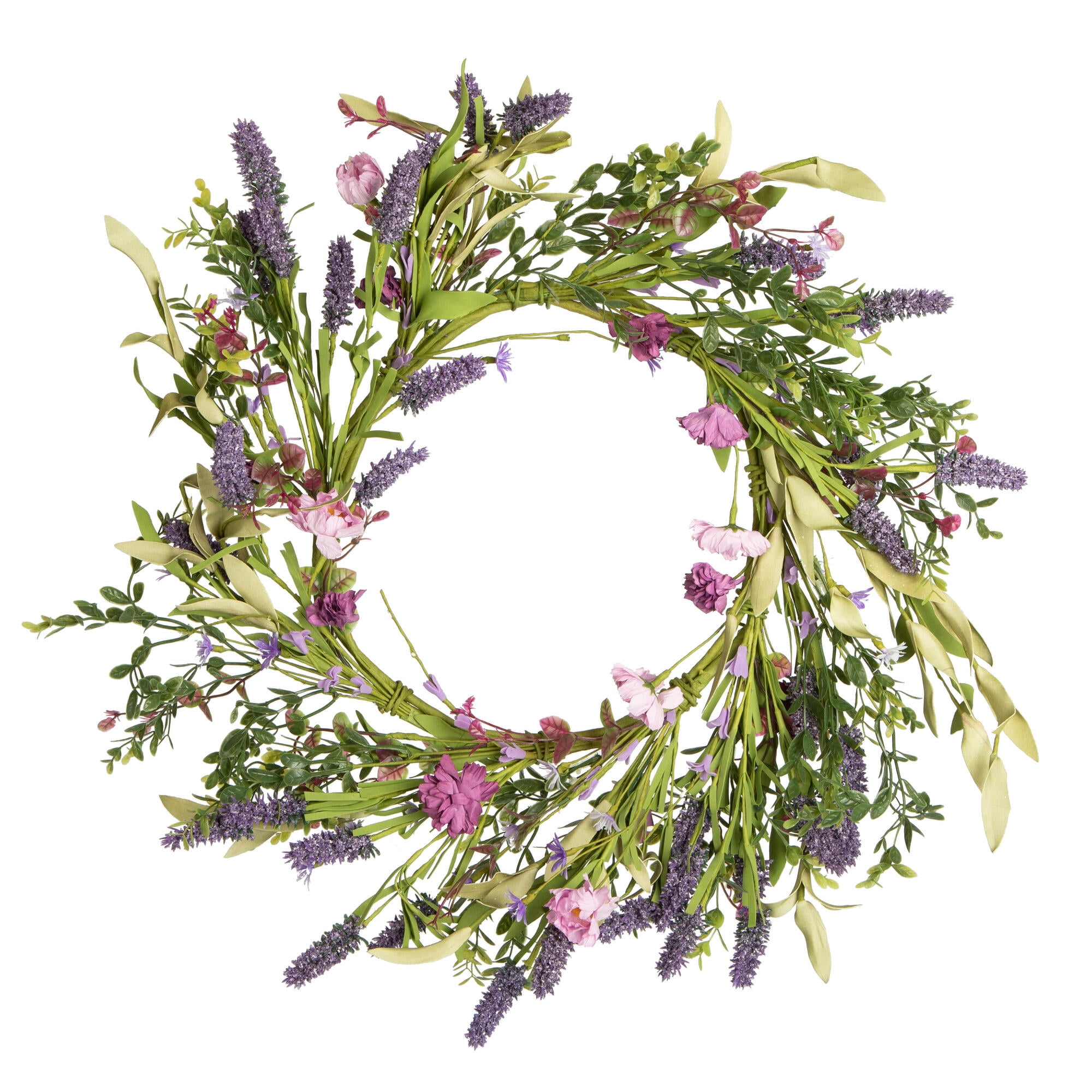Vickerman 24" Artificial Purple Lilac Wild Flower Wreath.