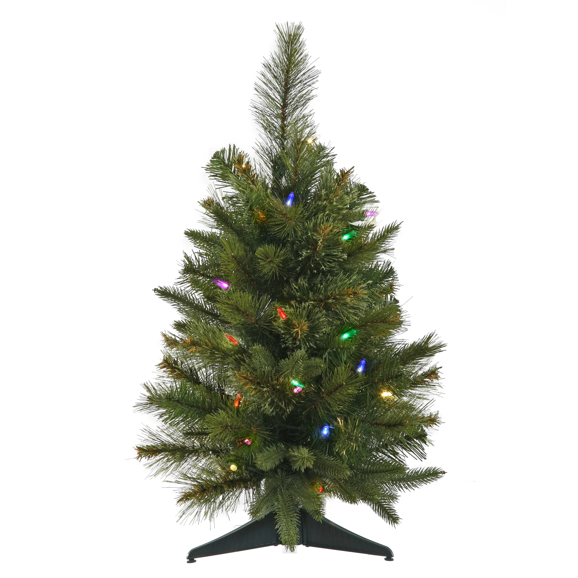 Vickerman 24" Cashmere Pine Artificial Christmas Tree, Multi-Colored Battery Operated LED Lights