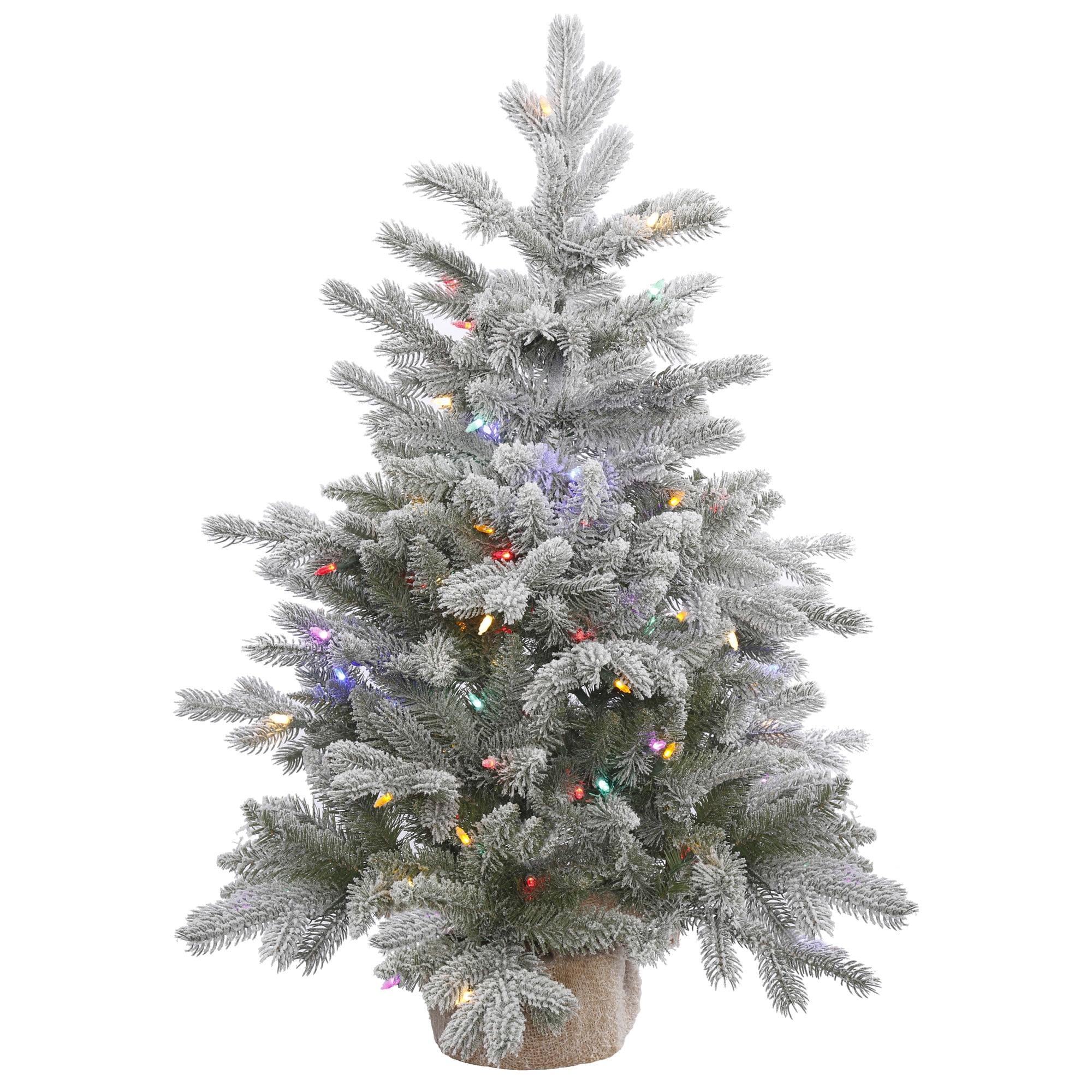 Vickerman 36" Frosted Sable Pine Artificial Christmas Tree, Multi-Colored Dura-Lit® LED Lights.