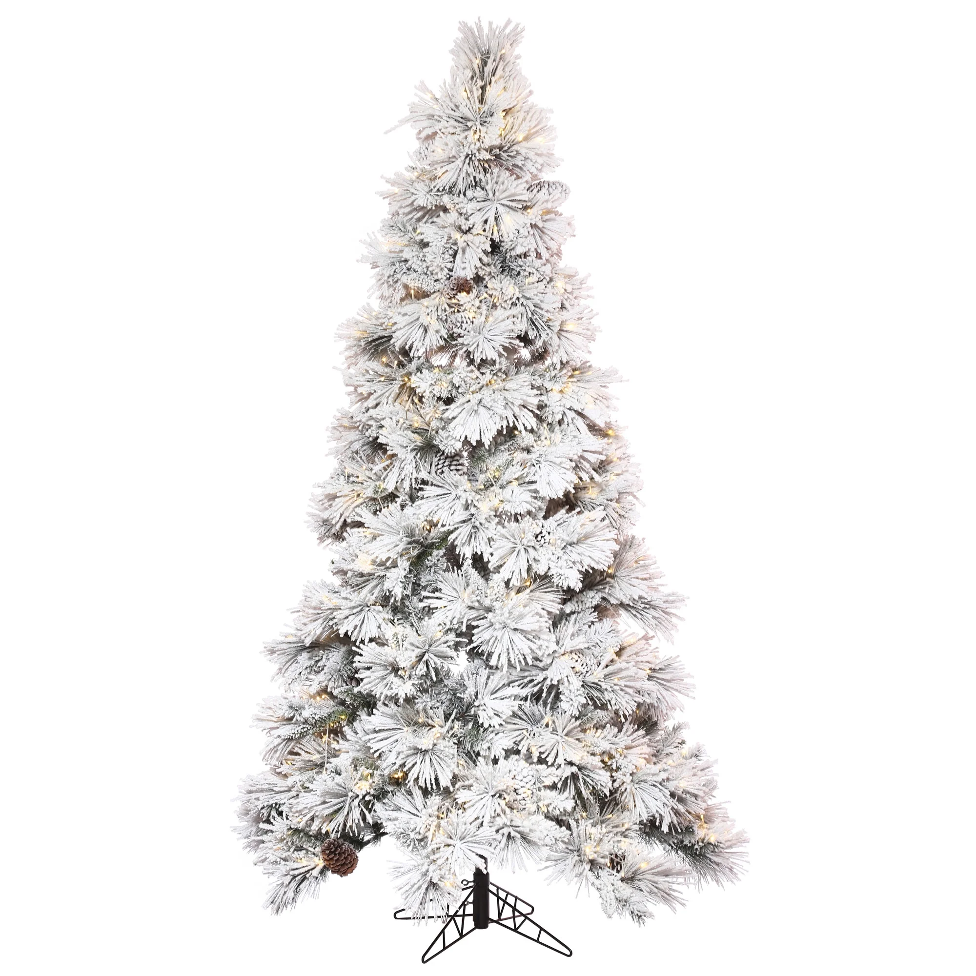 Vickerman 4.5' x 30" Flocked Atka Slim Artificial Christmas Tree, Warm White LED lights.