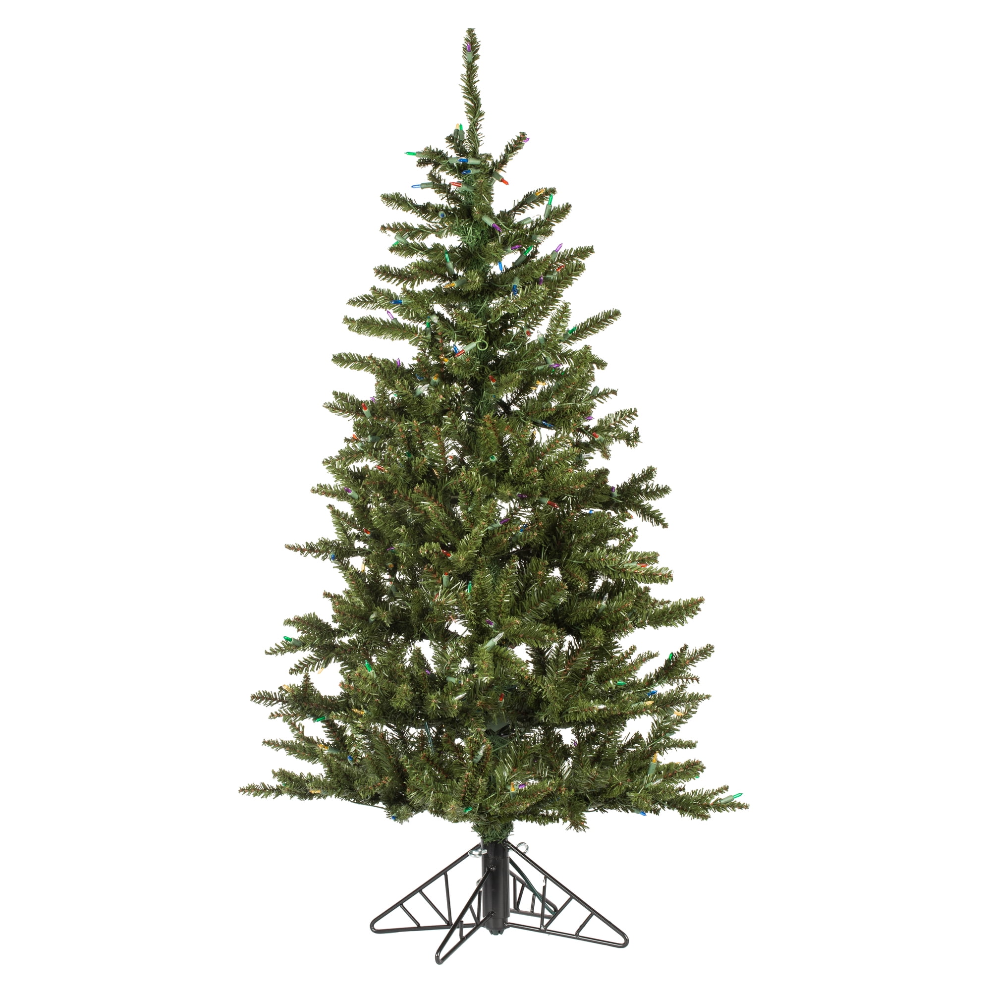 Vickerman 4.5' x 33" Slim Natural Fraser Fir Artificial Christmas Tree, Multi-colored Dura-Lit LED lights