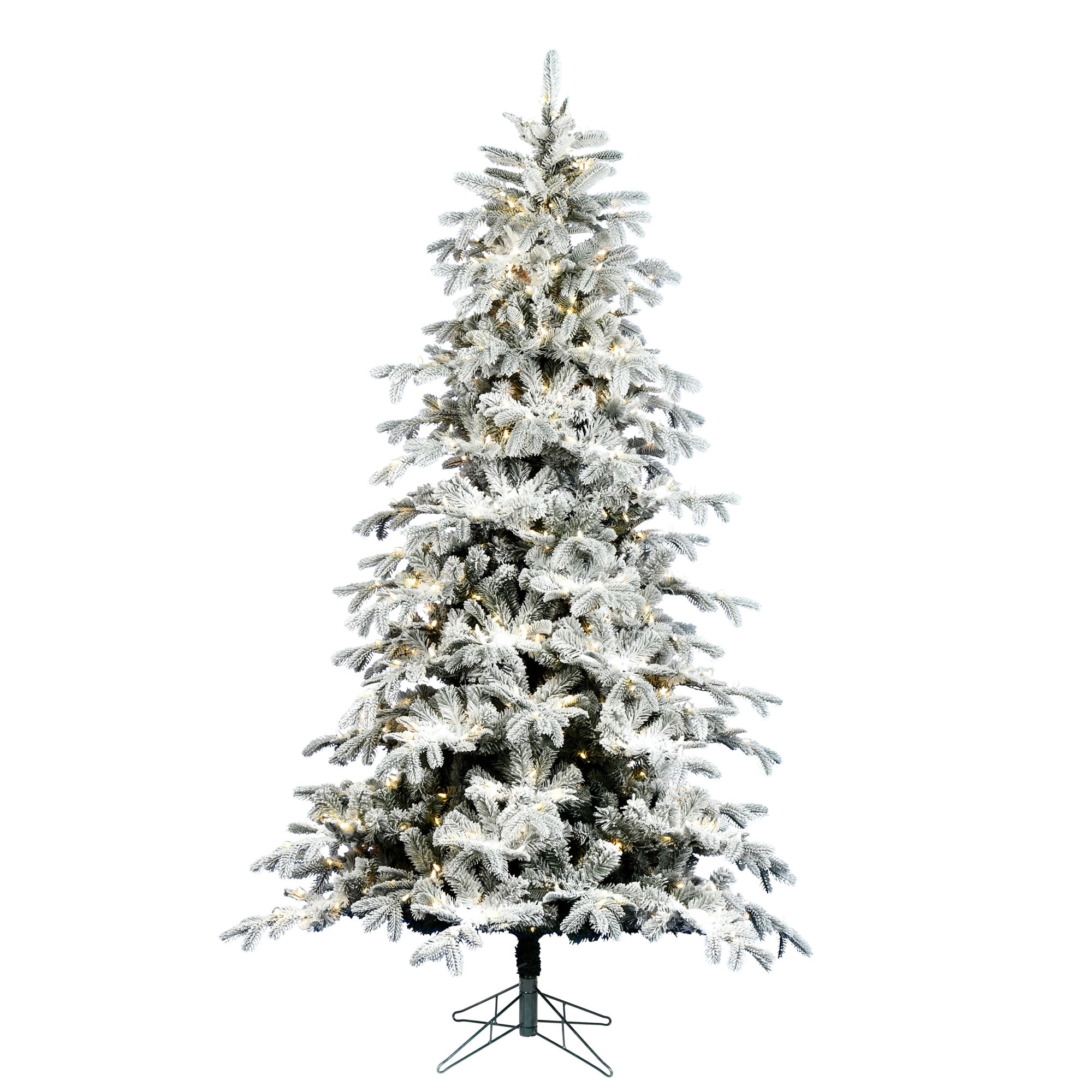 Vickerman 4.5' x 38" Flocked York Spruce Artificial Christmas Tree, EZ Dura-lit Color Changing LED Lights.