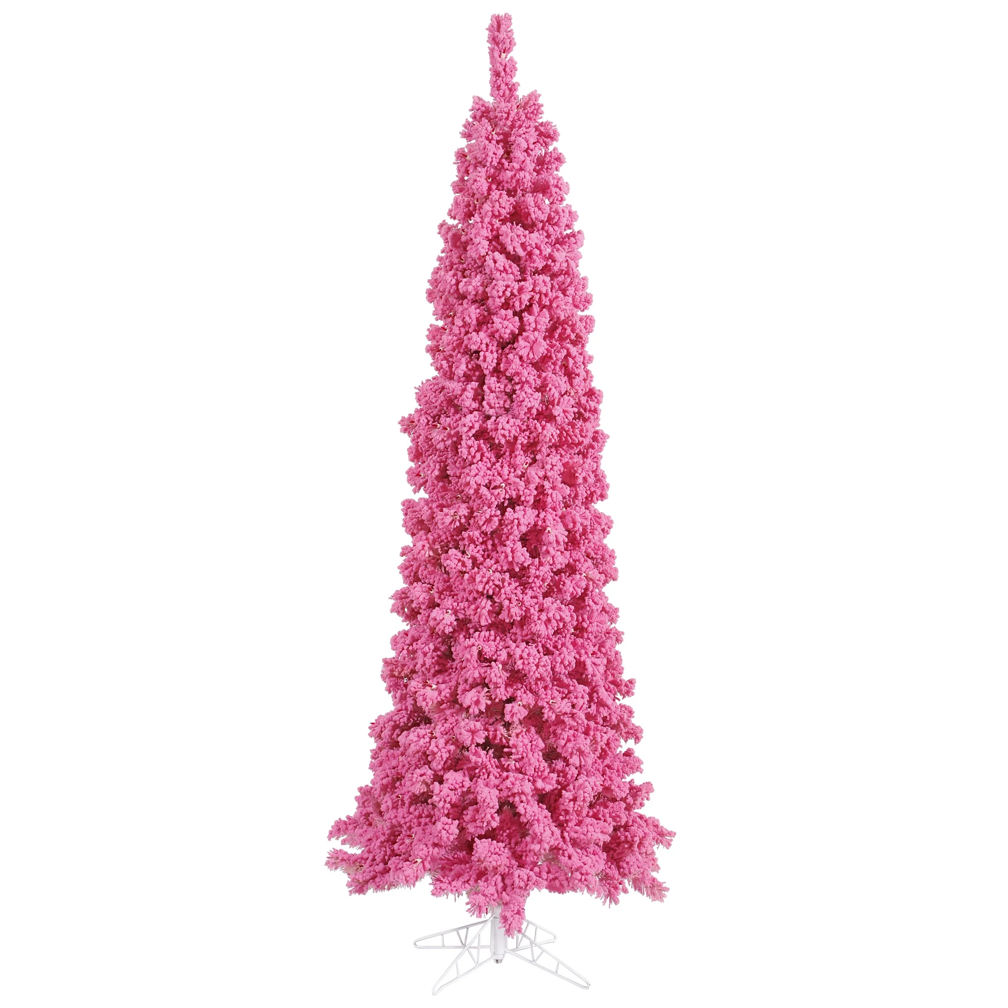 Vickerman 4.5' Flocked Pink Pencil Fir Artificial Christmas Tree, Unlit