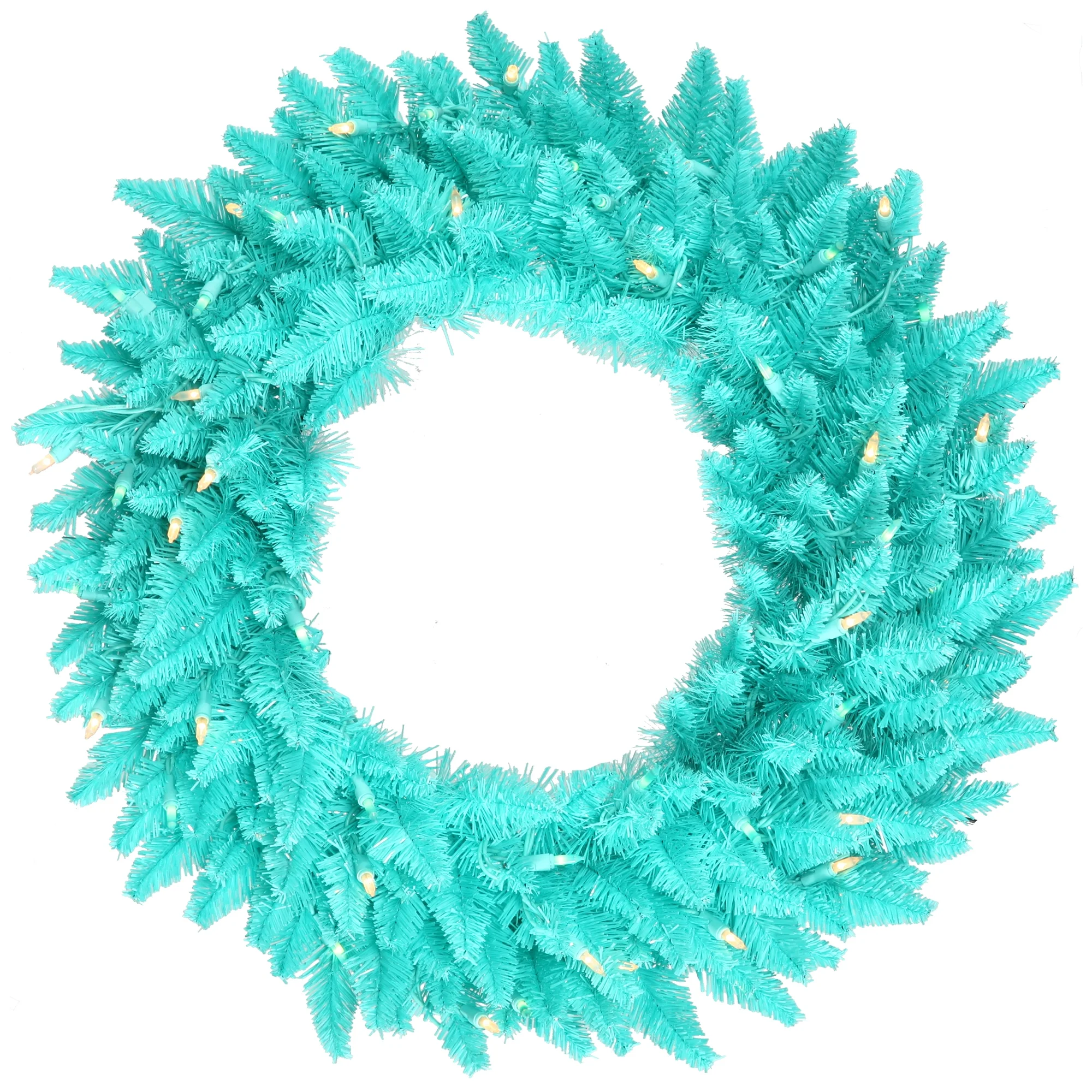 Vickerman 48" Aqua Fir Artificial Christmas Wreath, Aqua Dura-Lit LED lights.