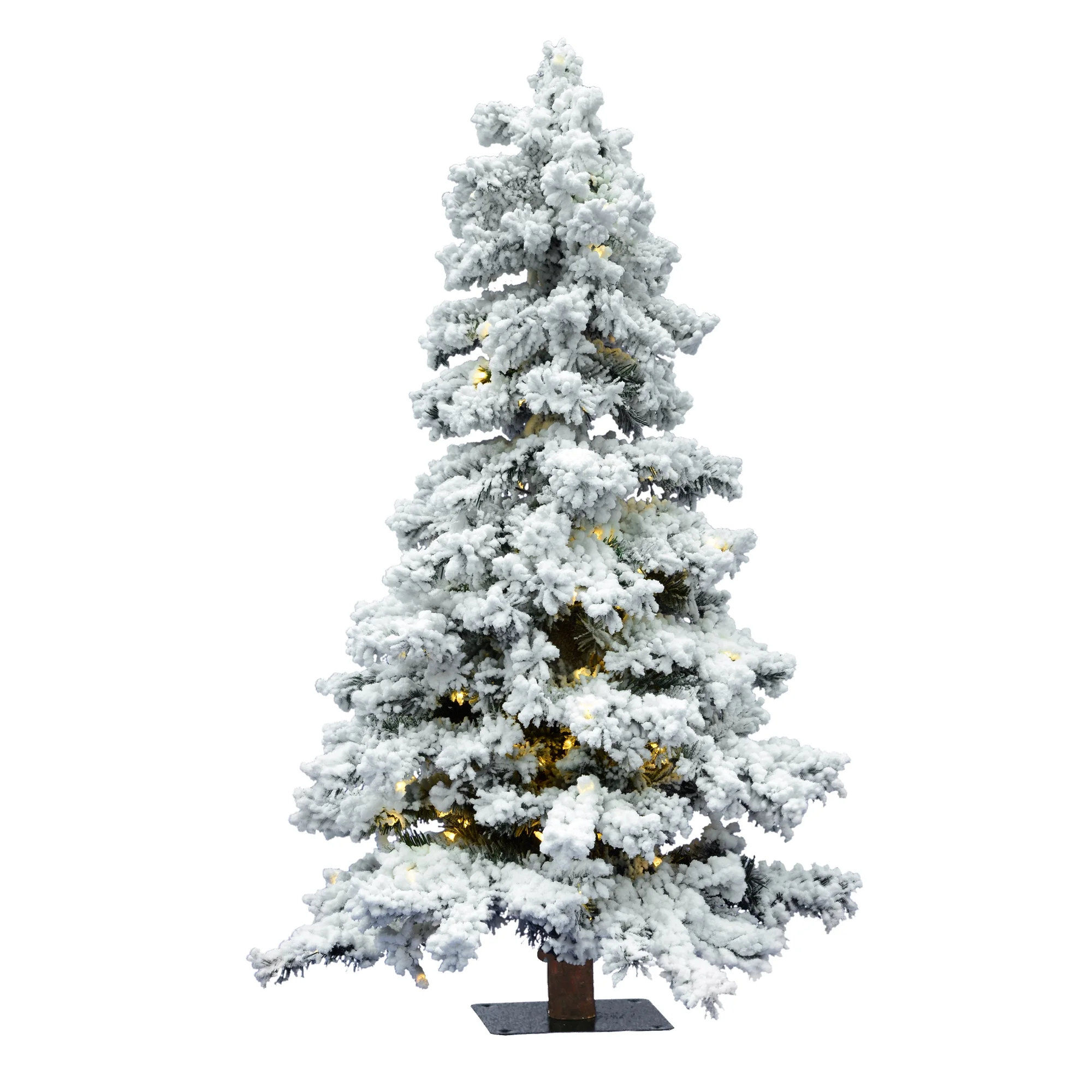 Vickerman 5' Flocked Spruce Artificial Christmas Tree, Warm White Single Mold LED Lights