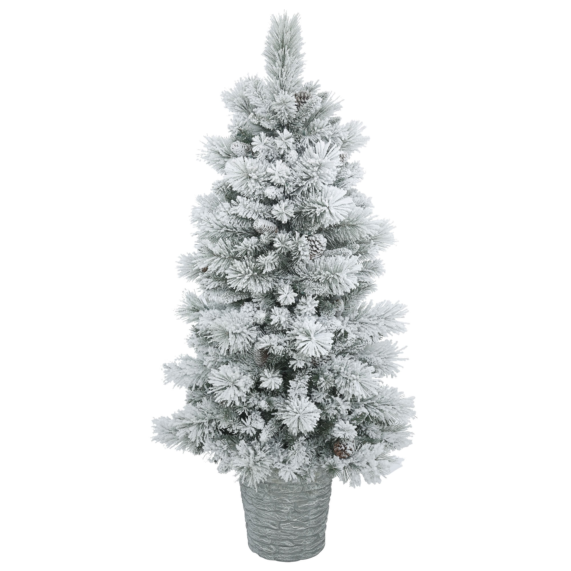 Vickerman 5' Potted Flocked Ashton Pine Artificial Christmas Tree, Unlit