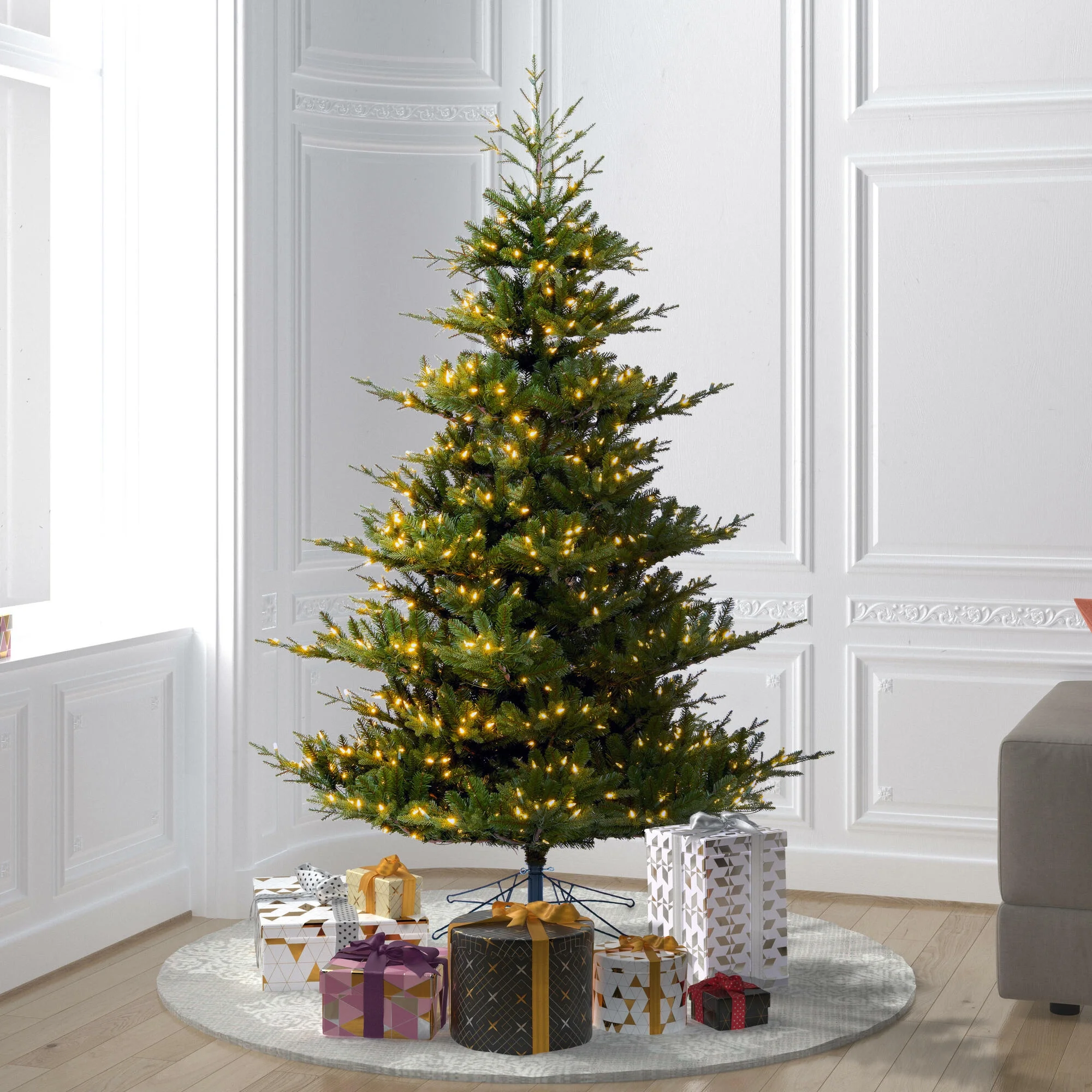 Vickerman 6.5' x 57" Hudson Fraser Fir Artificial Christmas Tree with Warm White LED Lights.