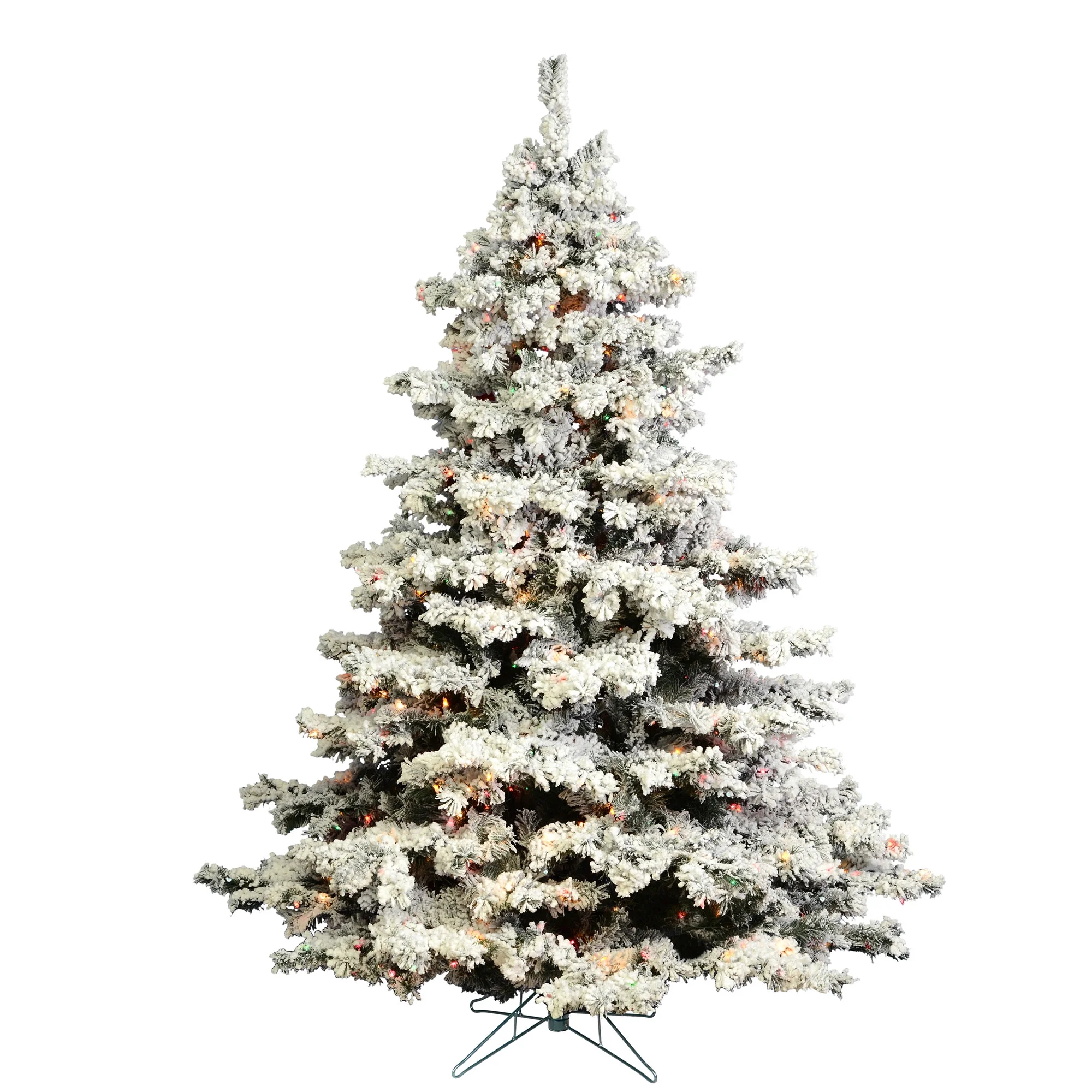 Vickerman 6.5' Flocked Alaskan Pine Christmas Tree, Multi-Colored Lights