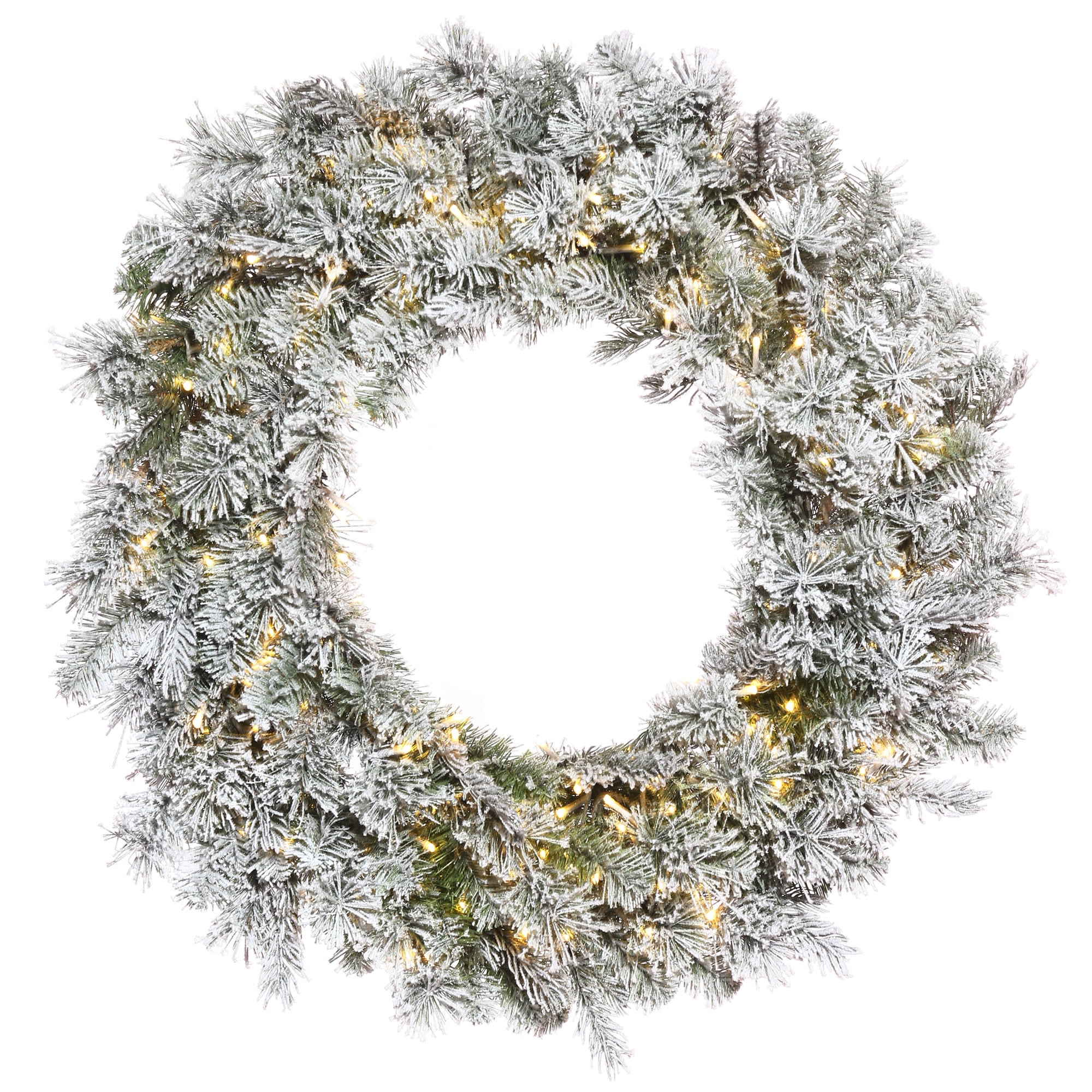 Vickerman 60" Flocked Kiana Artificial Christmas Wreath with Warm White LED lights.