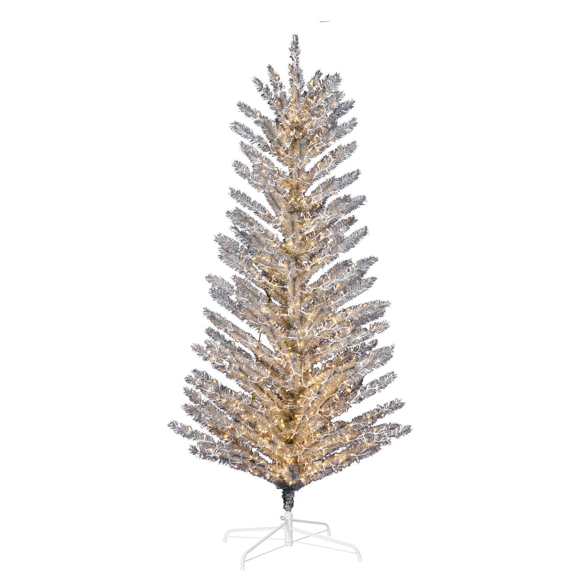Vickerman 7' x 47" Vintage Aluminum Tree, Warm White Low Voltage LED 3mm Lights.