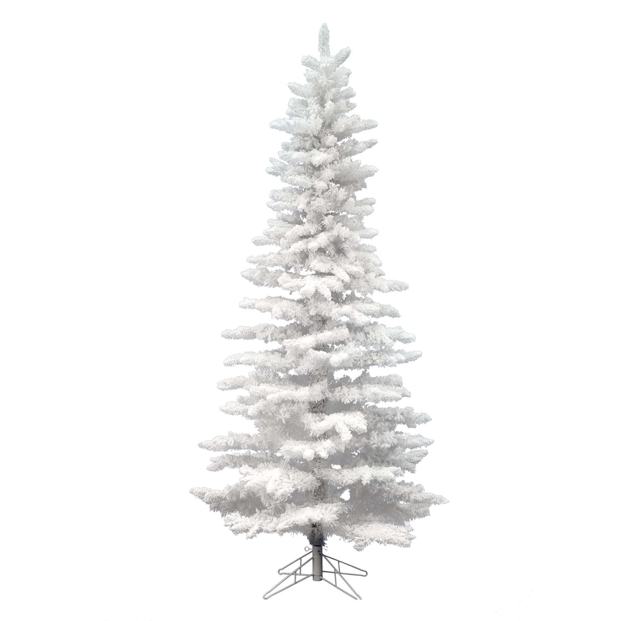 Vickerman 7.5' Flocked White Slim Artificial Christmas Tree, Unlit