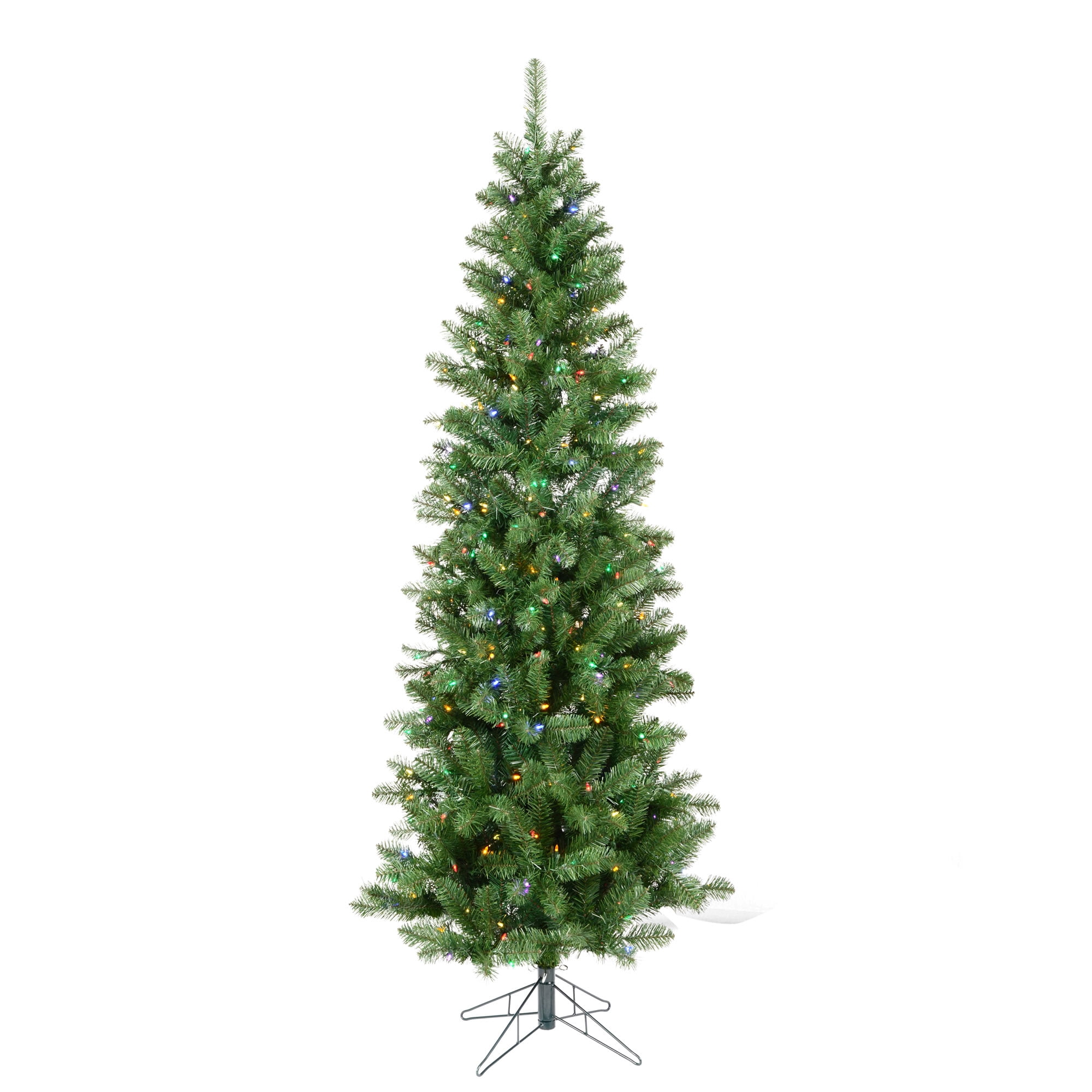 Vickerman 7.5' Salem Pencil Pine Artificial Christmas Tree, 400 Multi-Colored LED Dura-lit Lights
