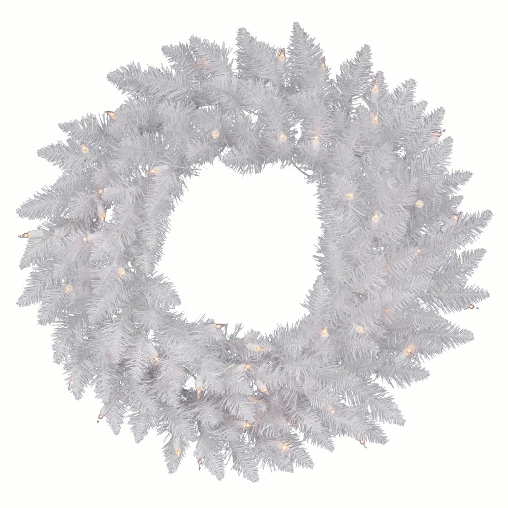 Vickerman 72" Sparkle White Spruce Artificial Christmas Wreath, Warm White LED Lights