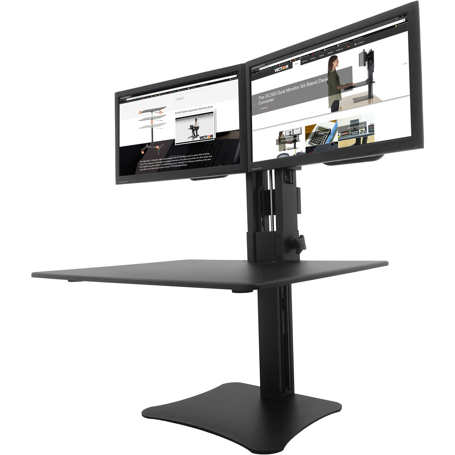 Victor Technology DC350 High Rise™ Collection Dual Monitor Sit-Stand Desk Converter 28 x 23 x 15.5 Blk