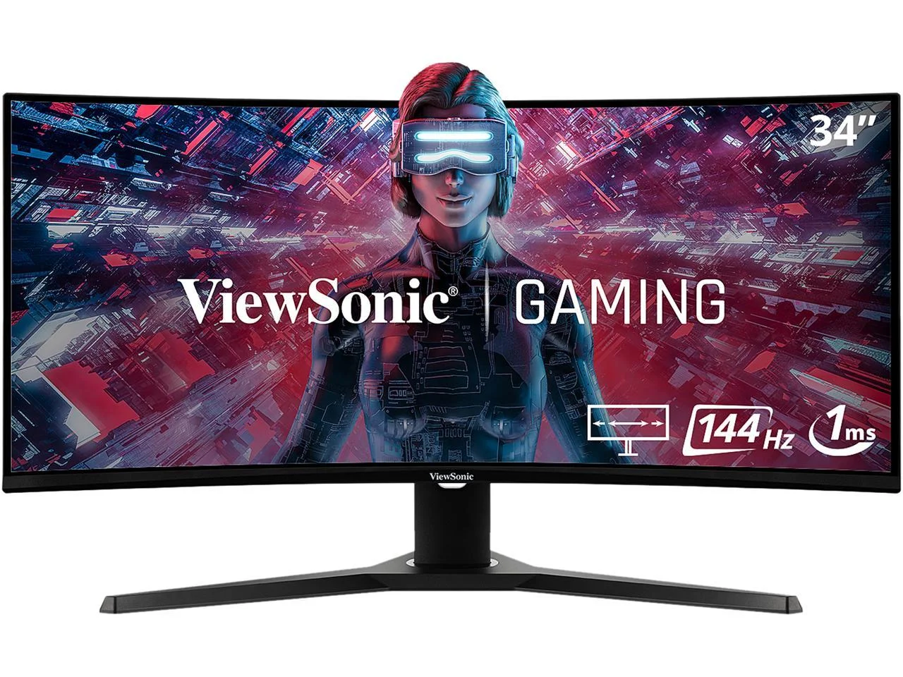 ViewSonic VX3418-2KPC 34 Inch 21:9 UltraWide WQHD 1440p 144Hz 1ms Curved Gaming Monitor with Adaptive-Sync Eye Care HDMI and Display Port