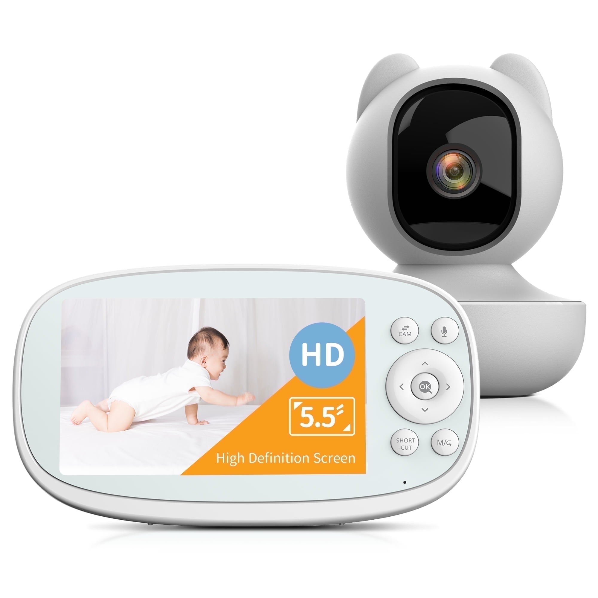 Vizolink 5.5" HD Video Baby Monitor with Camera, 2-Way Talk, Cry Alert, Lullabies, Temperature Tracking