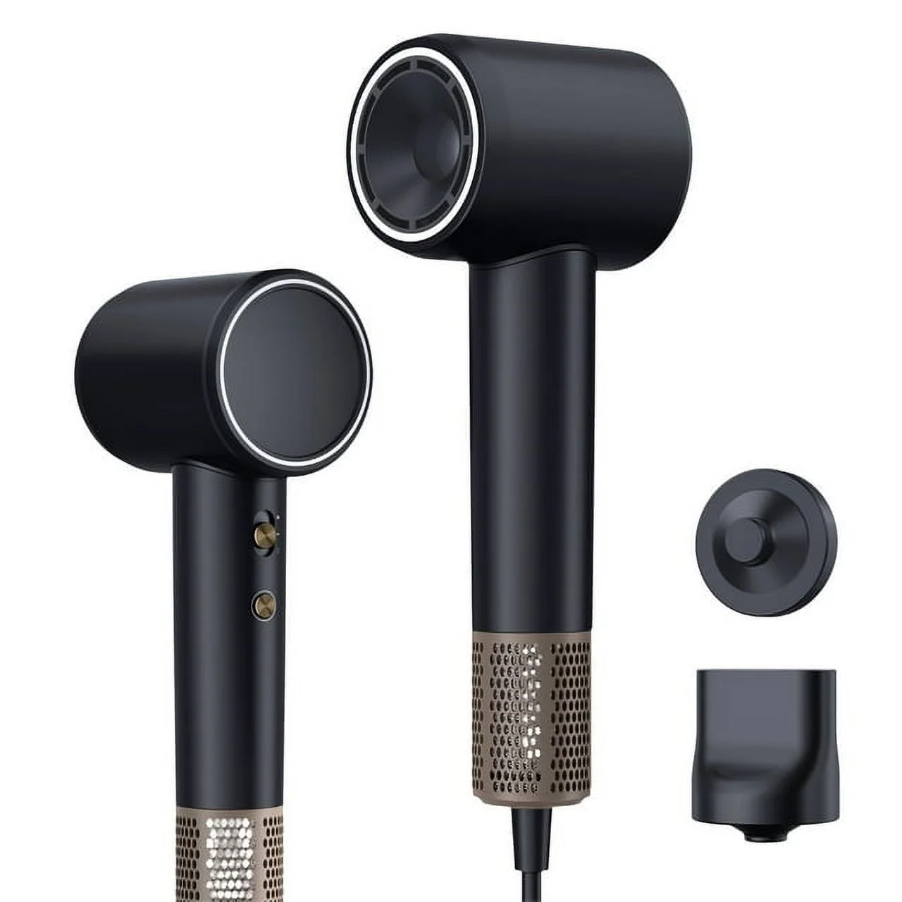 Vinci High Speed Hair Dryer, 120,000 RPM Brushless Motor for Fast Drying, 1300W Low Noise Negative Ionic Blow Dryer for Home Travel with Magnetic Nozzle and Magnetic Wall Mount Bracket-Black