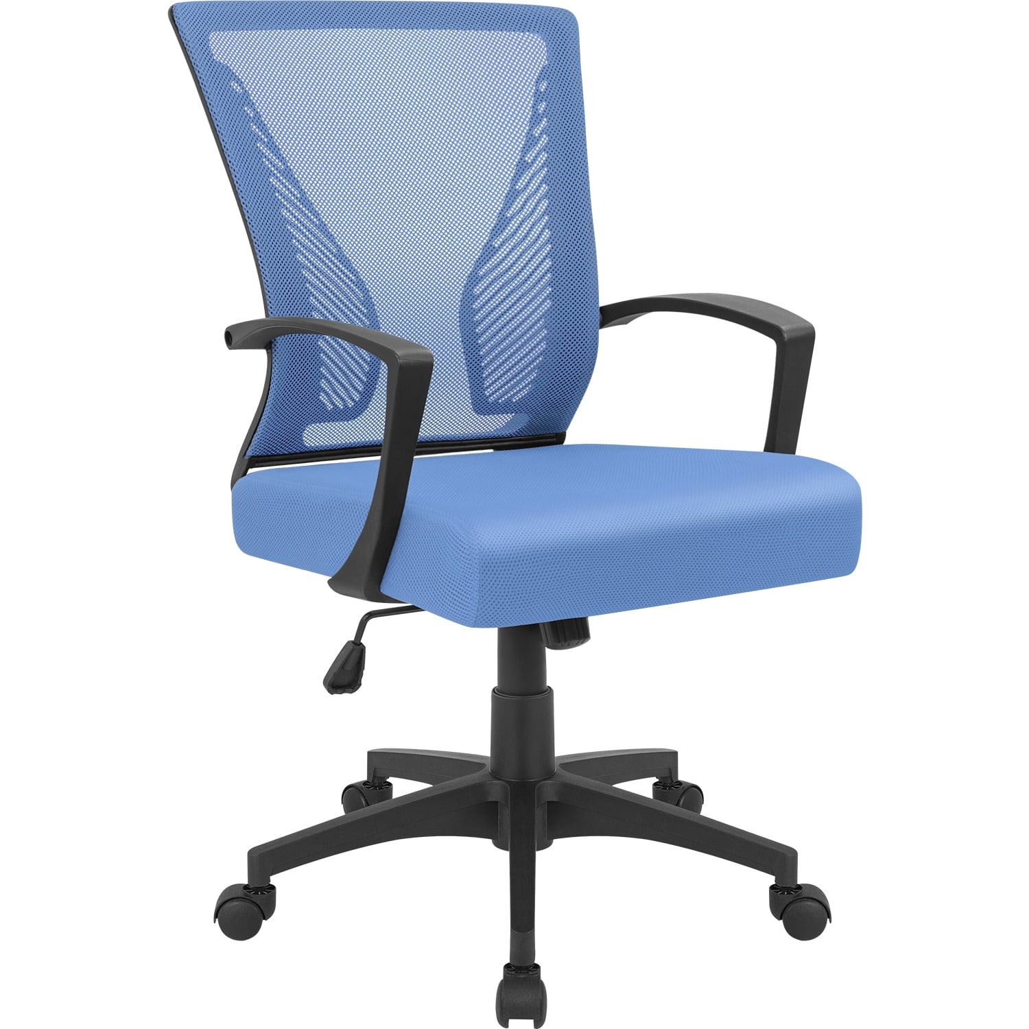 Vineego Mid-Back Mesh Office Desk Chair Ergonomic Height Adjustable Computer Chair with Lumbar Support and Armrest, Blue