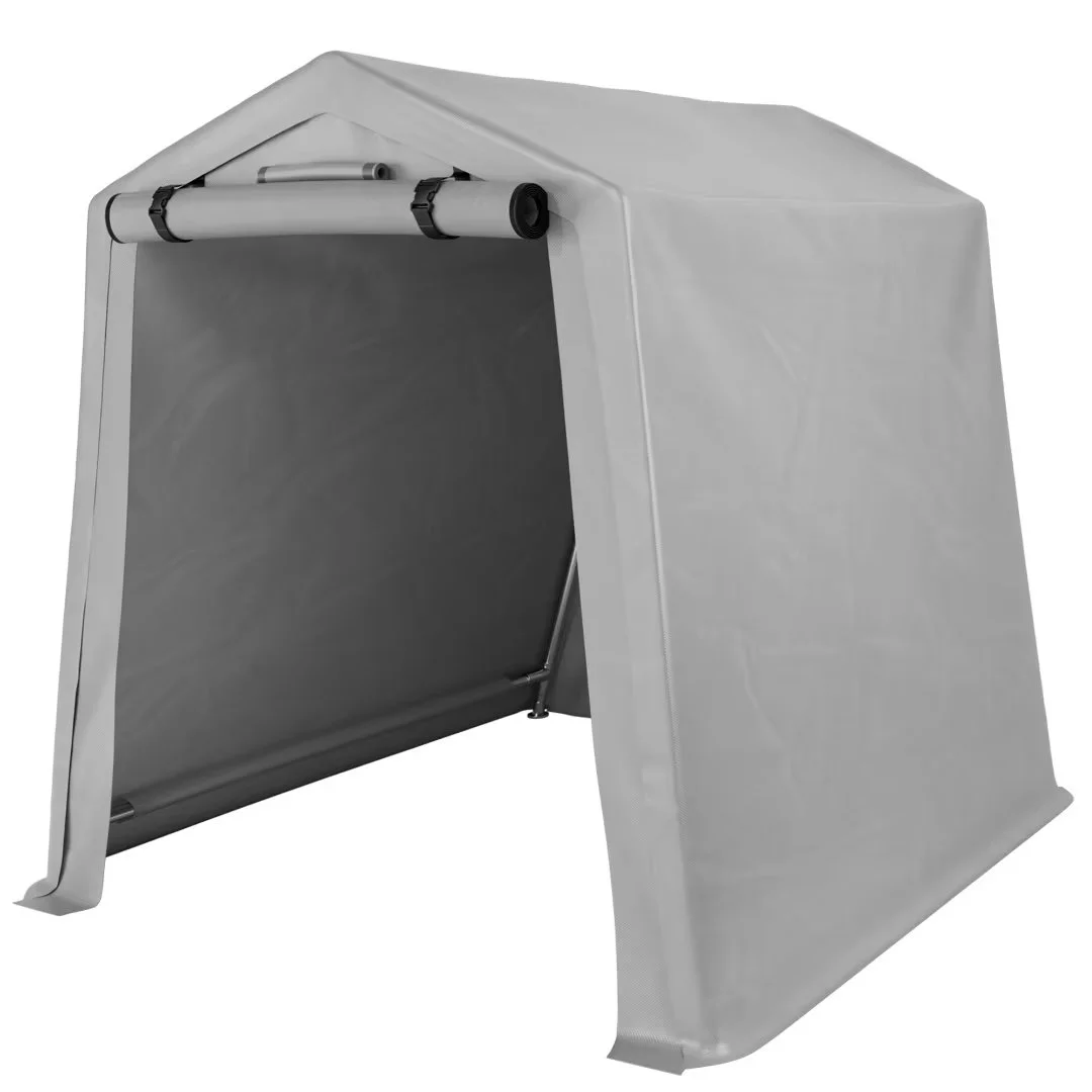 Vineego Outdoor Storage Shed 6 x 6 ft Canopy Portable Shelter Heavy Duty Carport with Roll-up Zipper Door for Bike, Motorcycle, Garden Storage, Gray